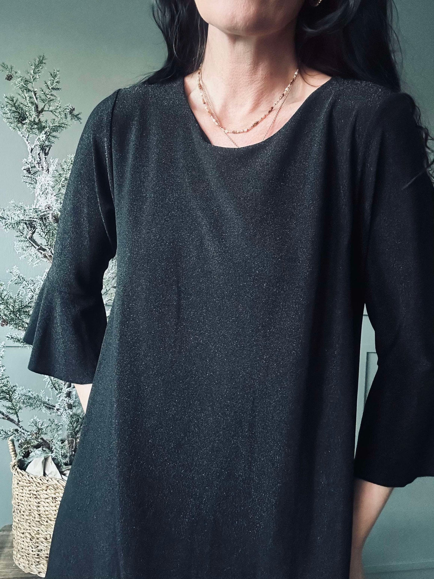 Klänning Glittrande Svart