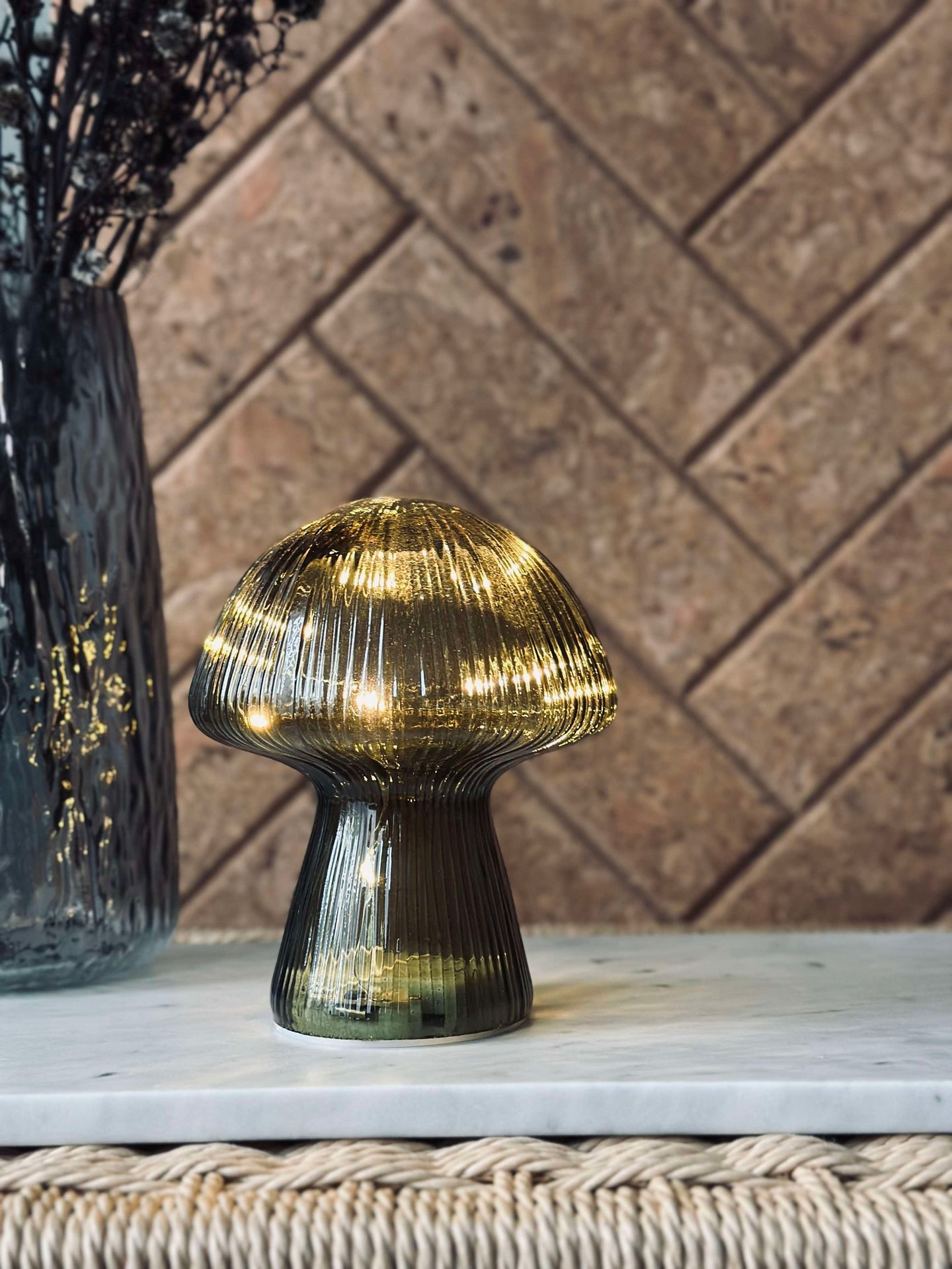 Mushroom med ränder 15 cm - Grön
