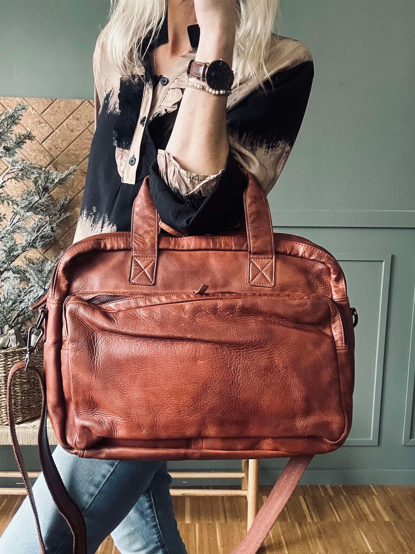 Arbetsväska - Cognac Cow leather