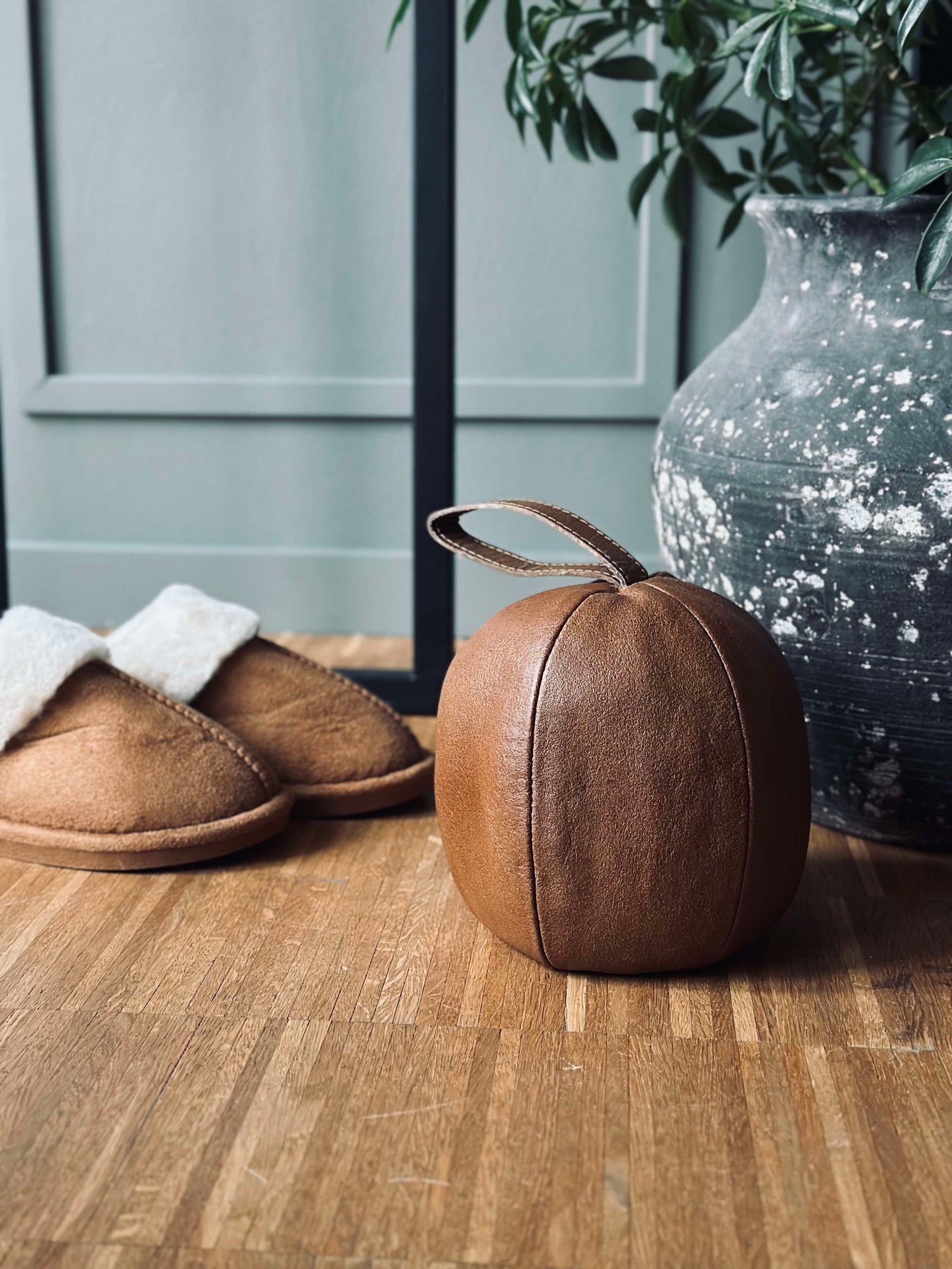 Dörrstopp i läder - Cognac