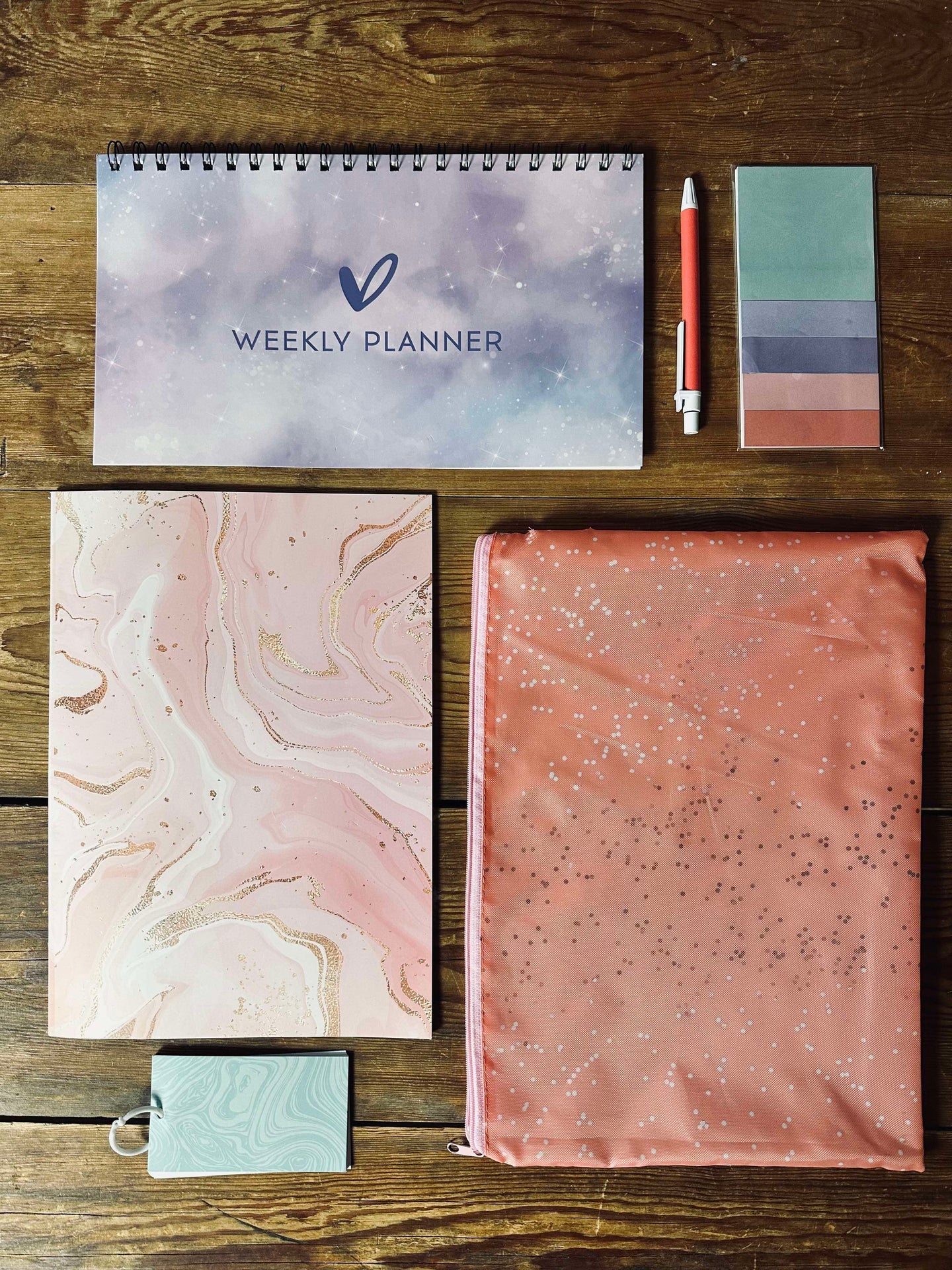 Set med anteckningsböcker och väska - Pastell