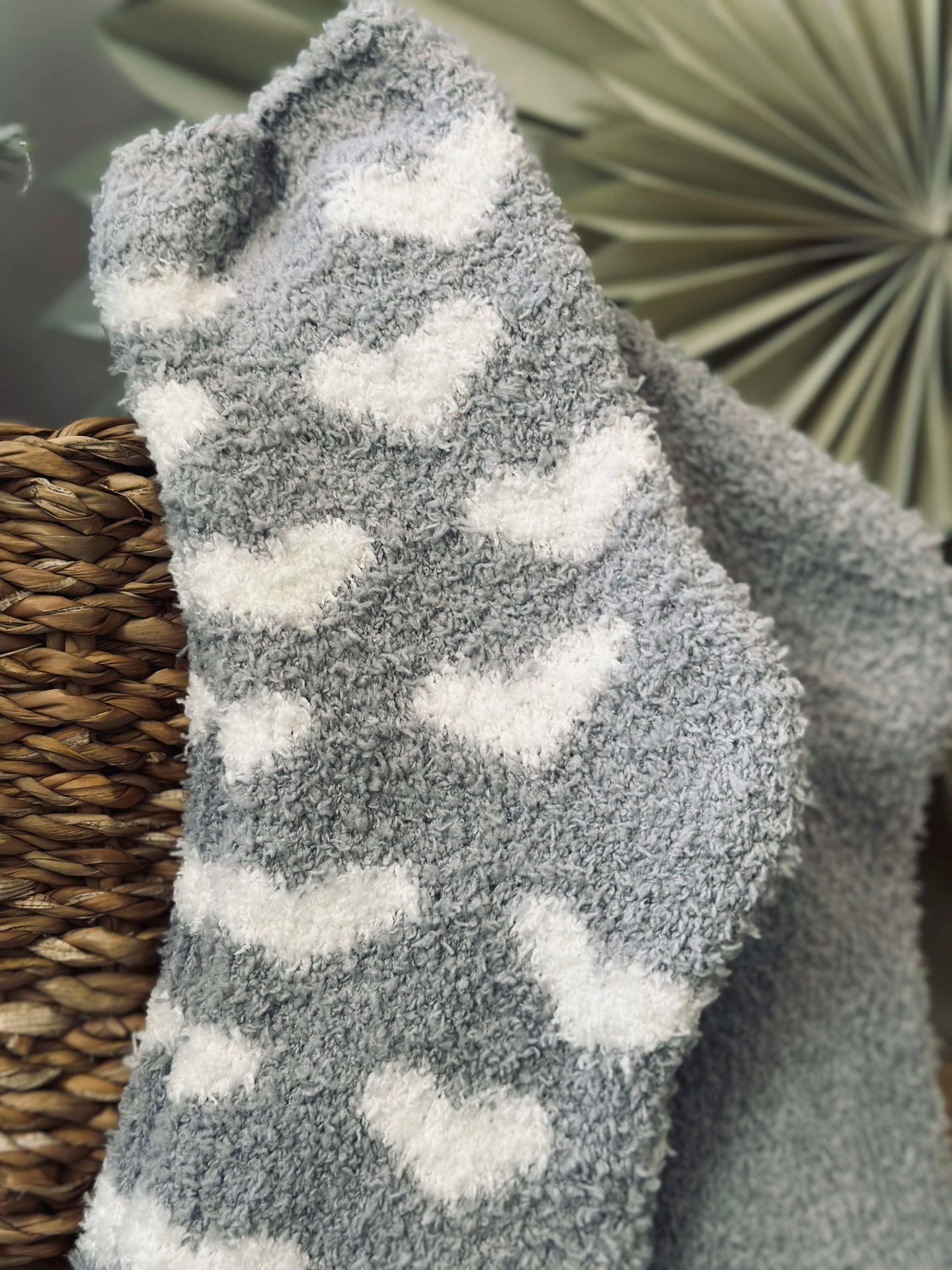 Strumpor Fluffy Grey heart - Set med 2 par