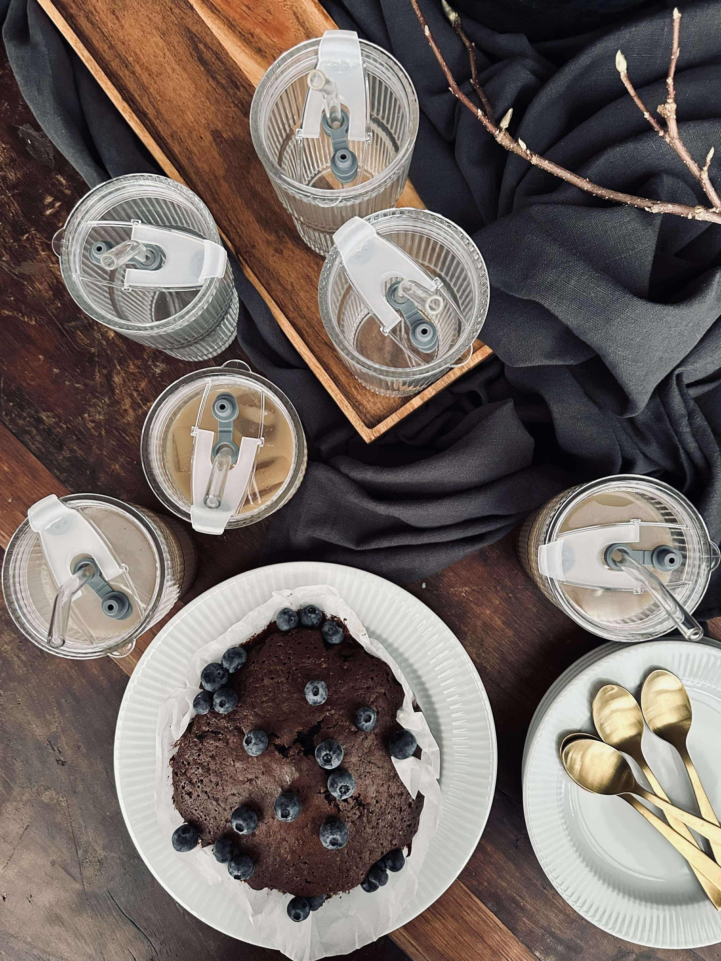 Latteglas med lock och sugrör - 6 st