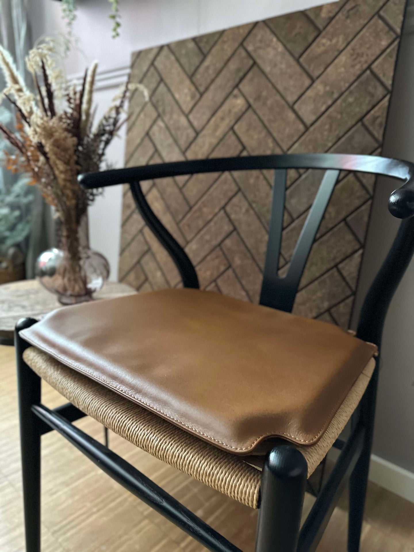 Lädersits Cognac - Passar till Y-stol