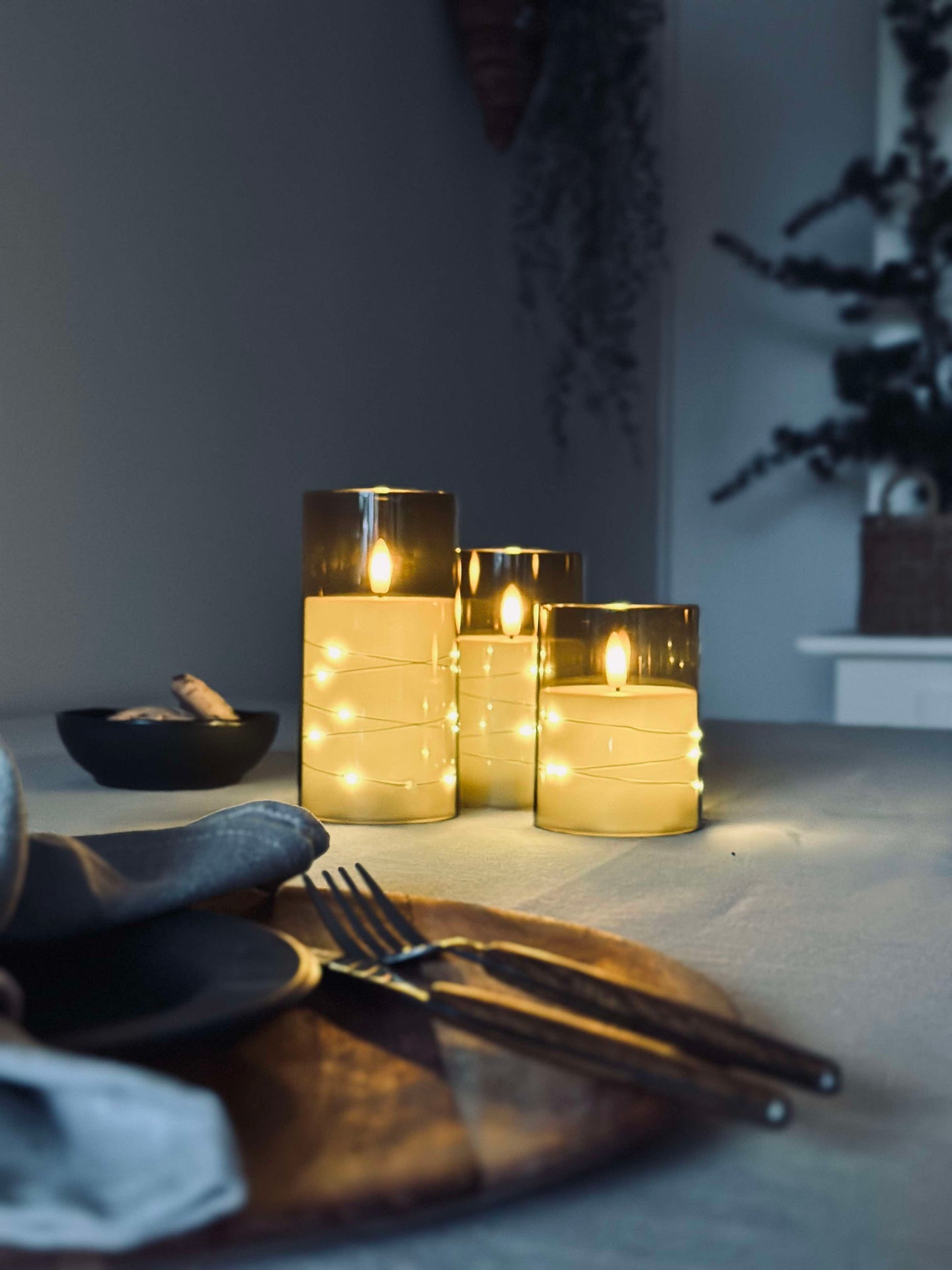 LED-ljus ALMA 3 st med fjärrkontroll