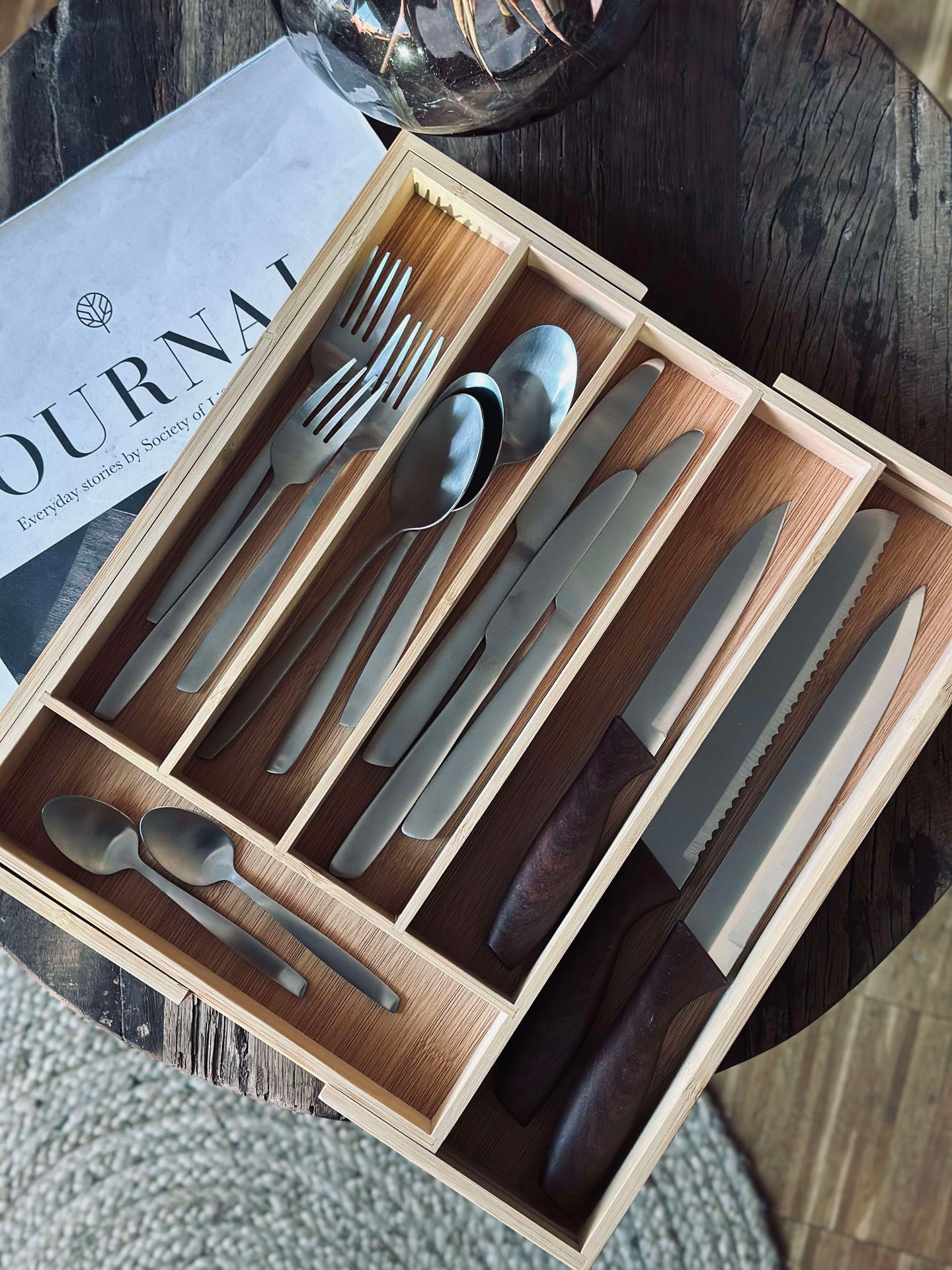 Besticklåda bambu - Justerbar mått