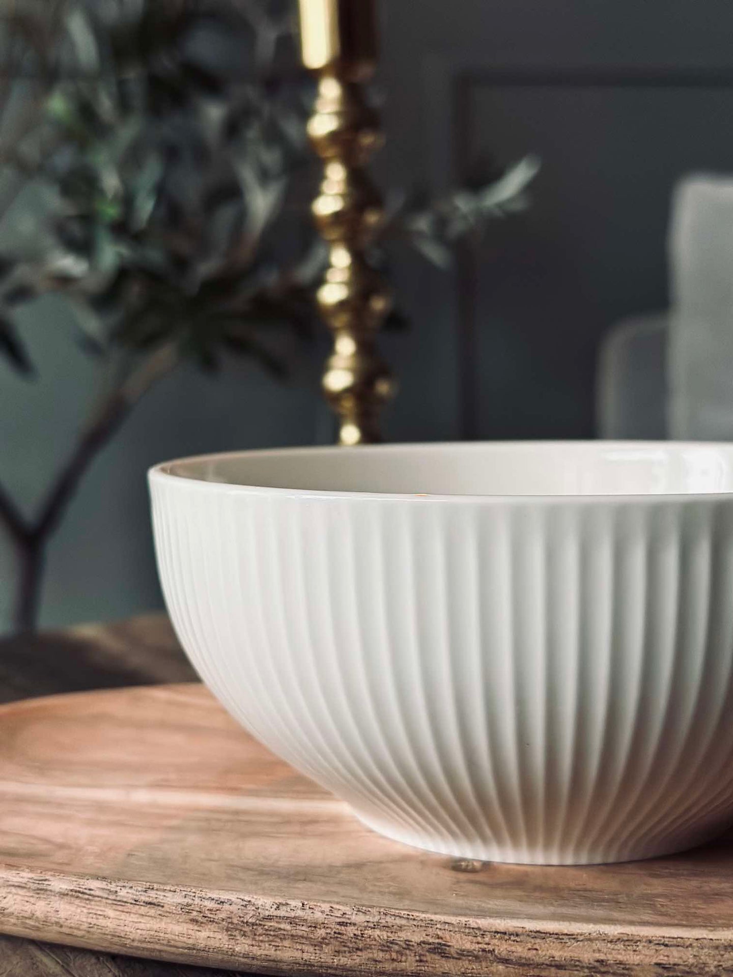 Räfflad Skål - Porslin