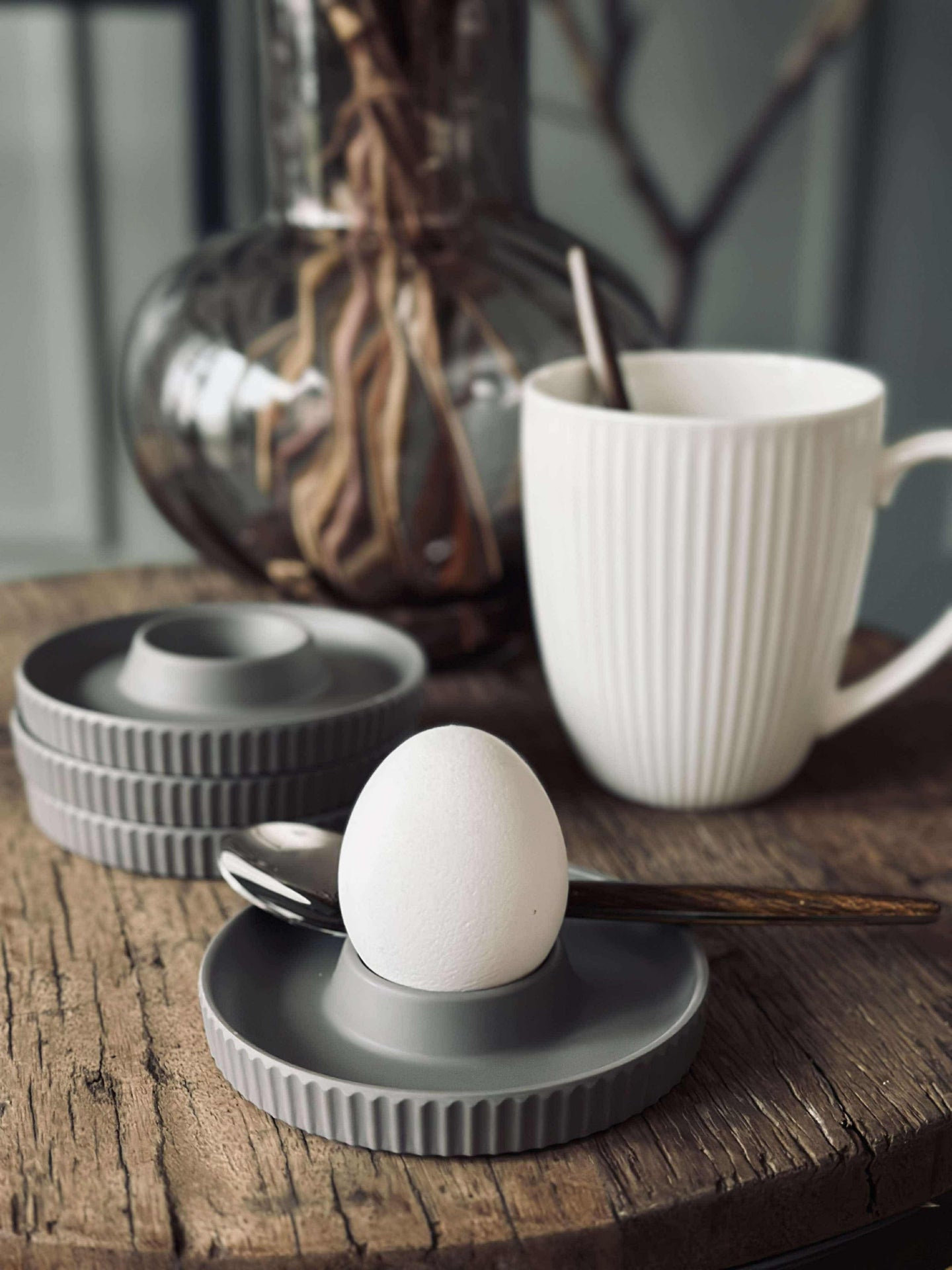 Äggkoppar Melamin Taupe - Set med 4 st.