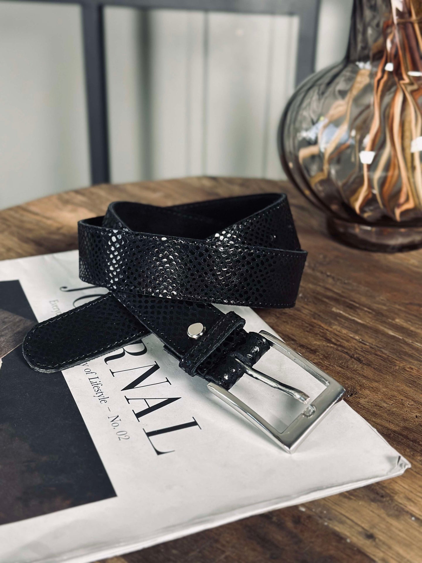 Bälte Alba - Svart Croco