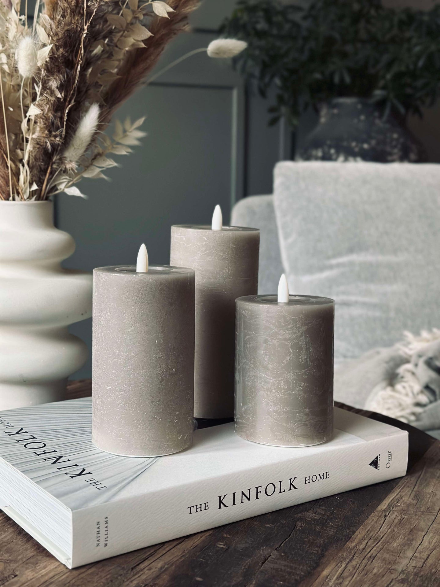 LED Blockljus / Sand – 3 st Rustikt ljus