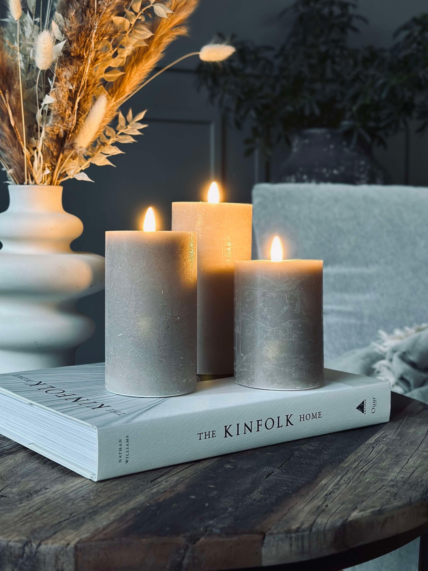 LED Blockljus / Sand – 3 st Rustikt ljus