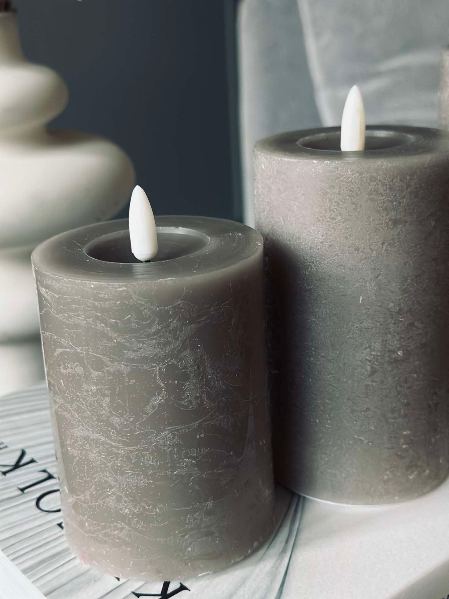 LED Blockljus / Sand – 3 st Rustikt ljus