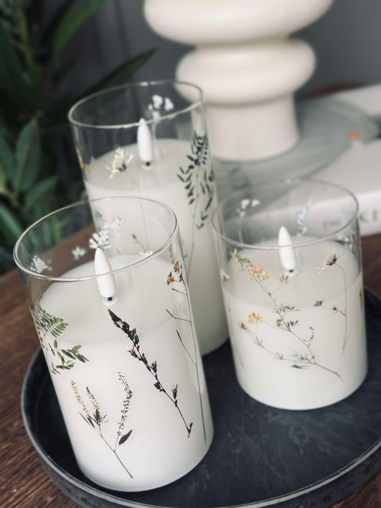 LED FLORA Cylinder – Set om 3 st och fjärrkontroll