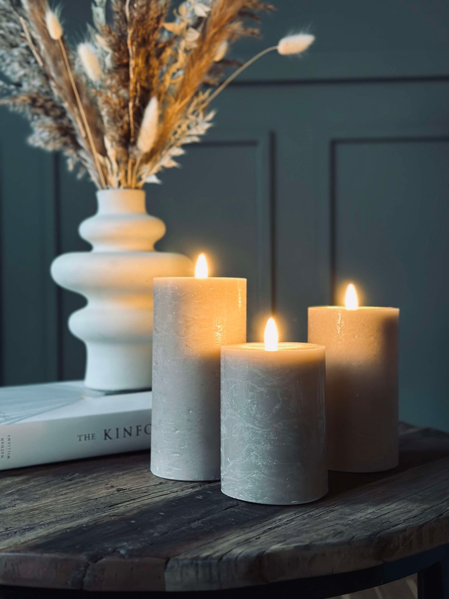 LED Blockljus / Sand – 3 st Rustikt ljus