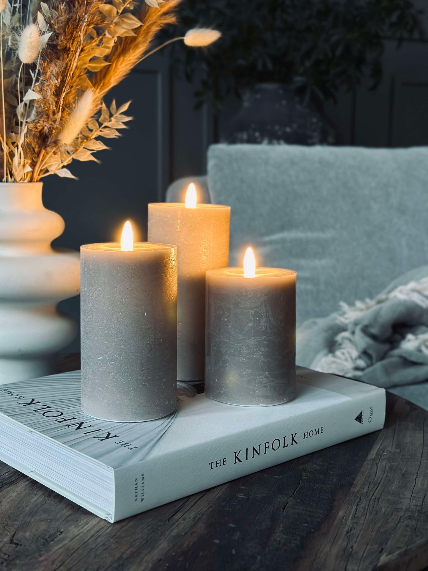 LED Blockljus / Sand – 3 st Rustikt ljus