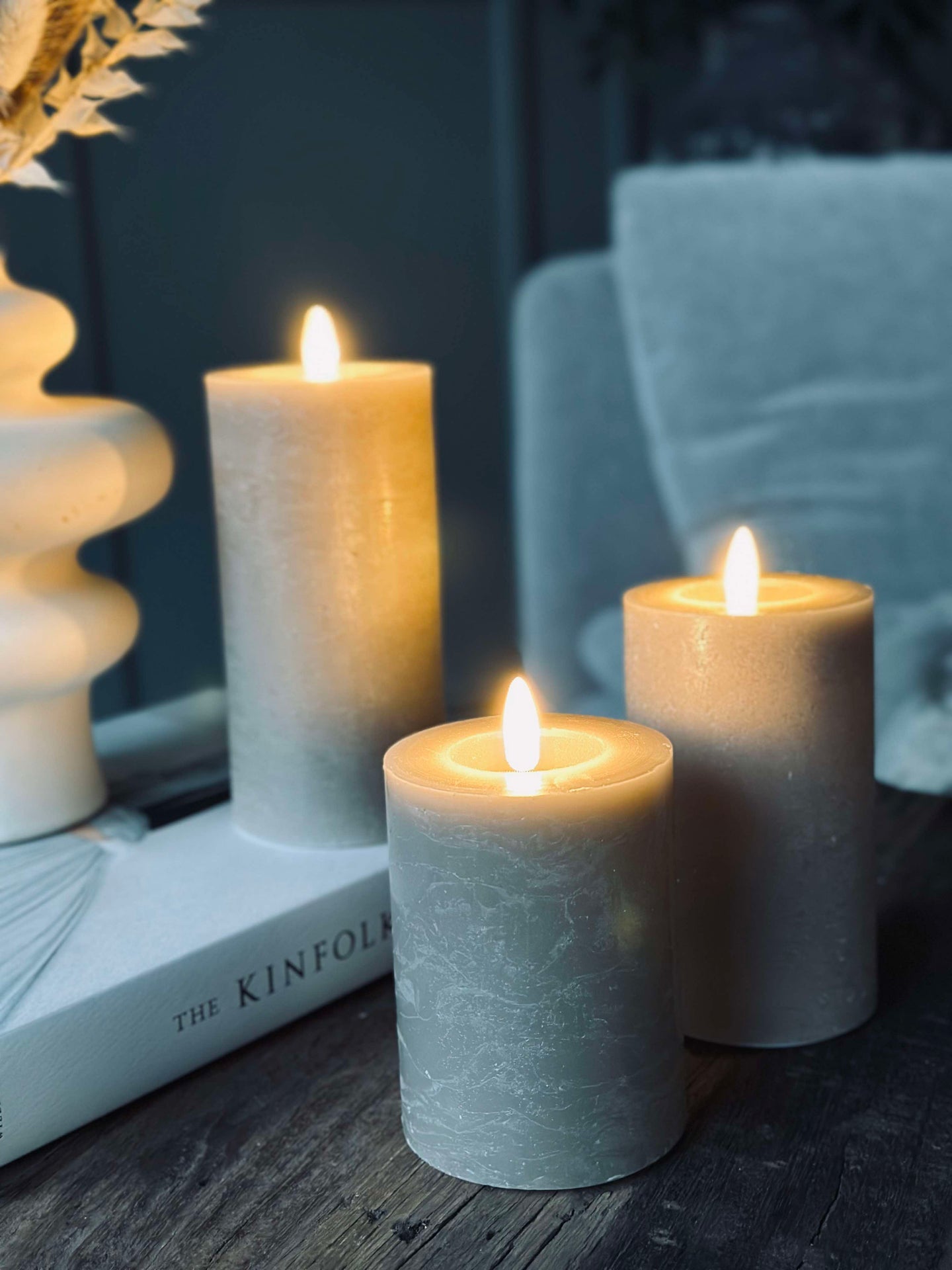 LED Blockljus / Sand – 3 st Rustikt ljus