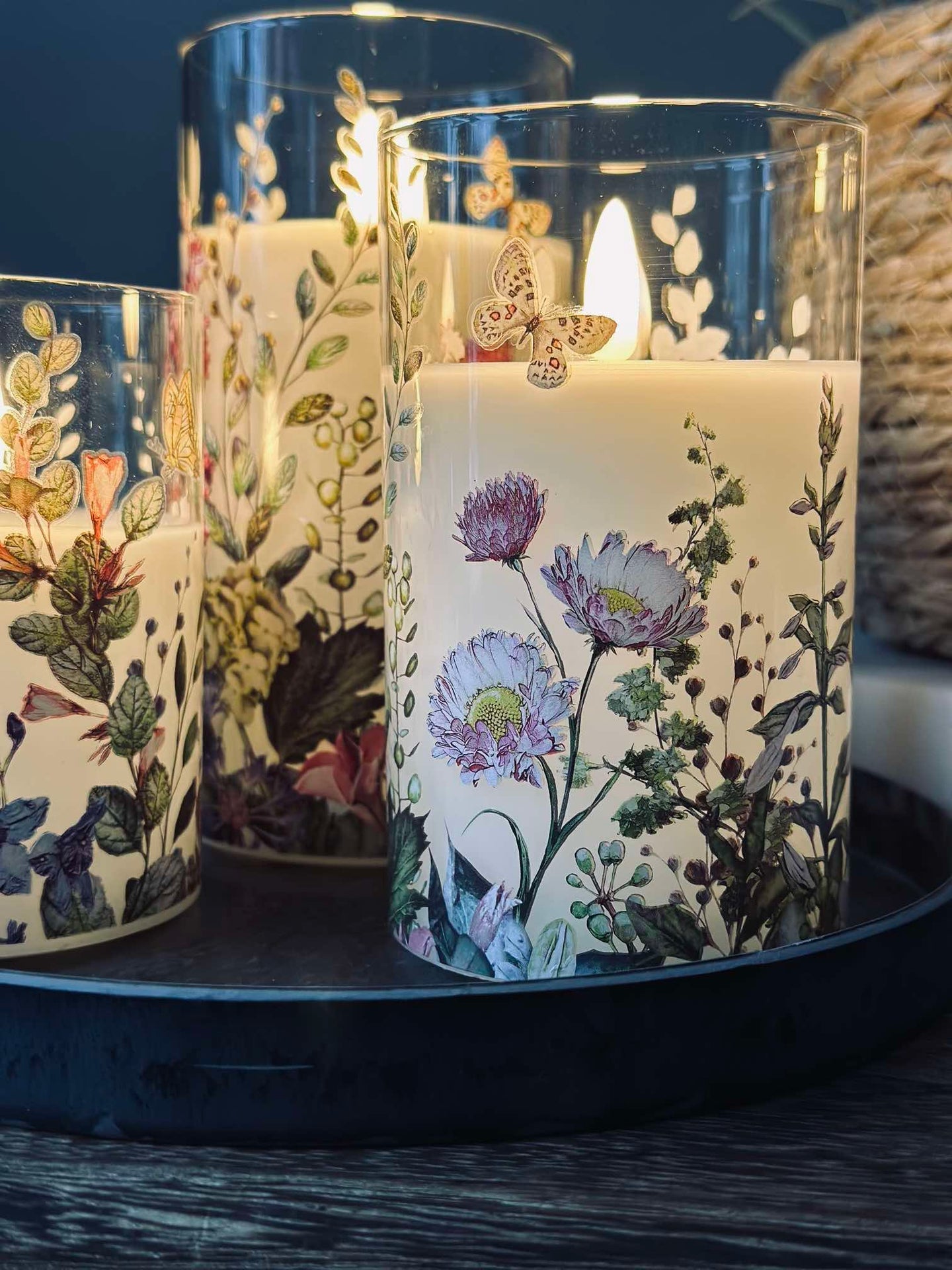 LED FLORA Cylinder – Set med 3 st och fjärrkontroll