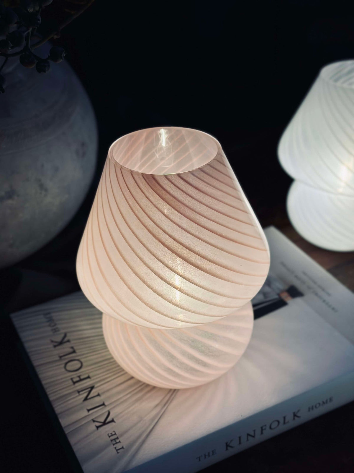 Mushroom Large - Rosa munblåst glas