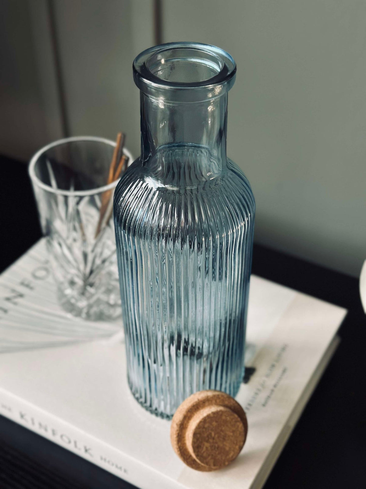 Vattenflaska med korkpropp – Blue 1 ltr.