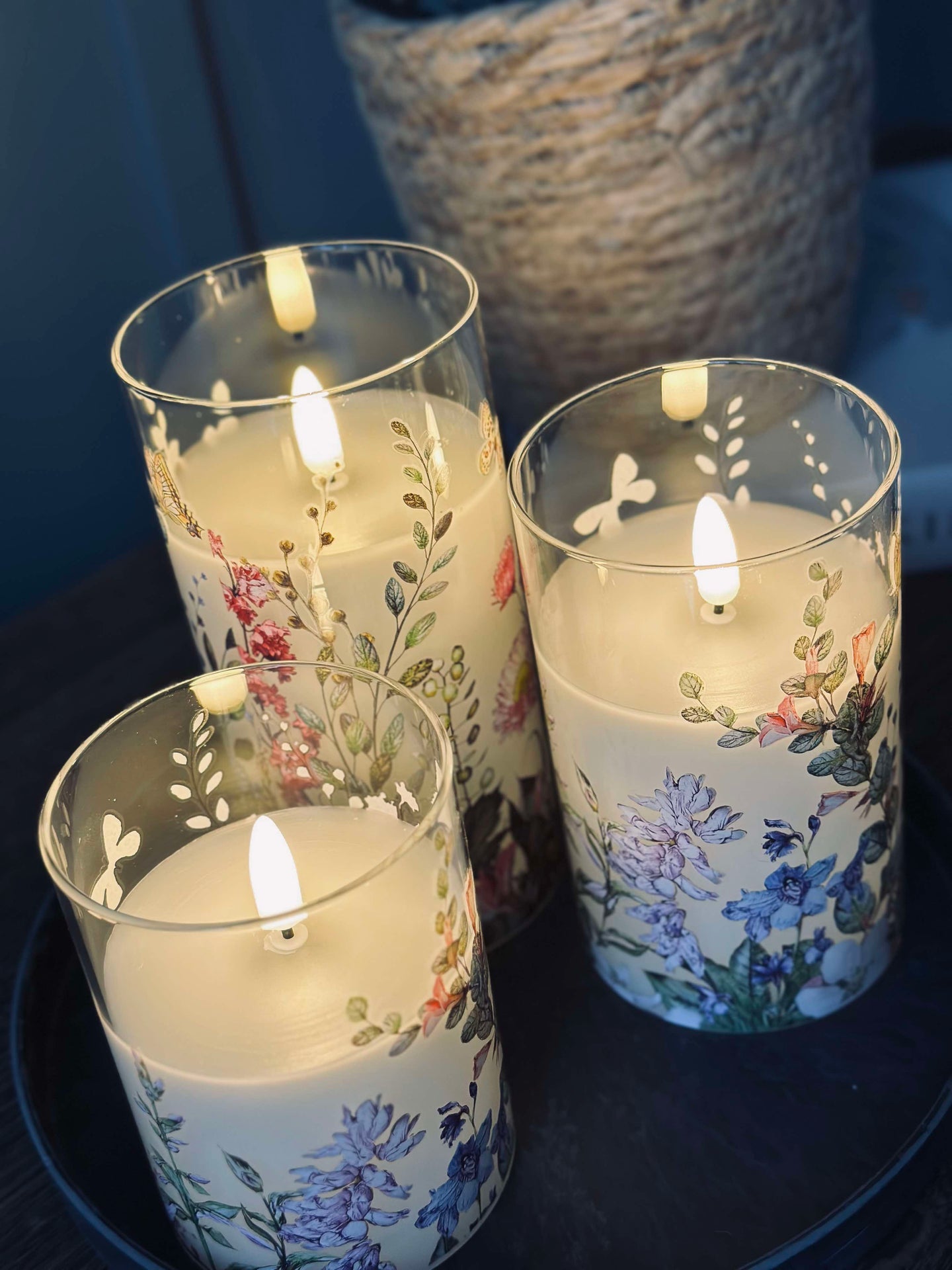 LED FLORA Cylinder – Set med 3 st och fjärrkontroll