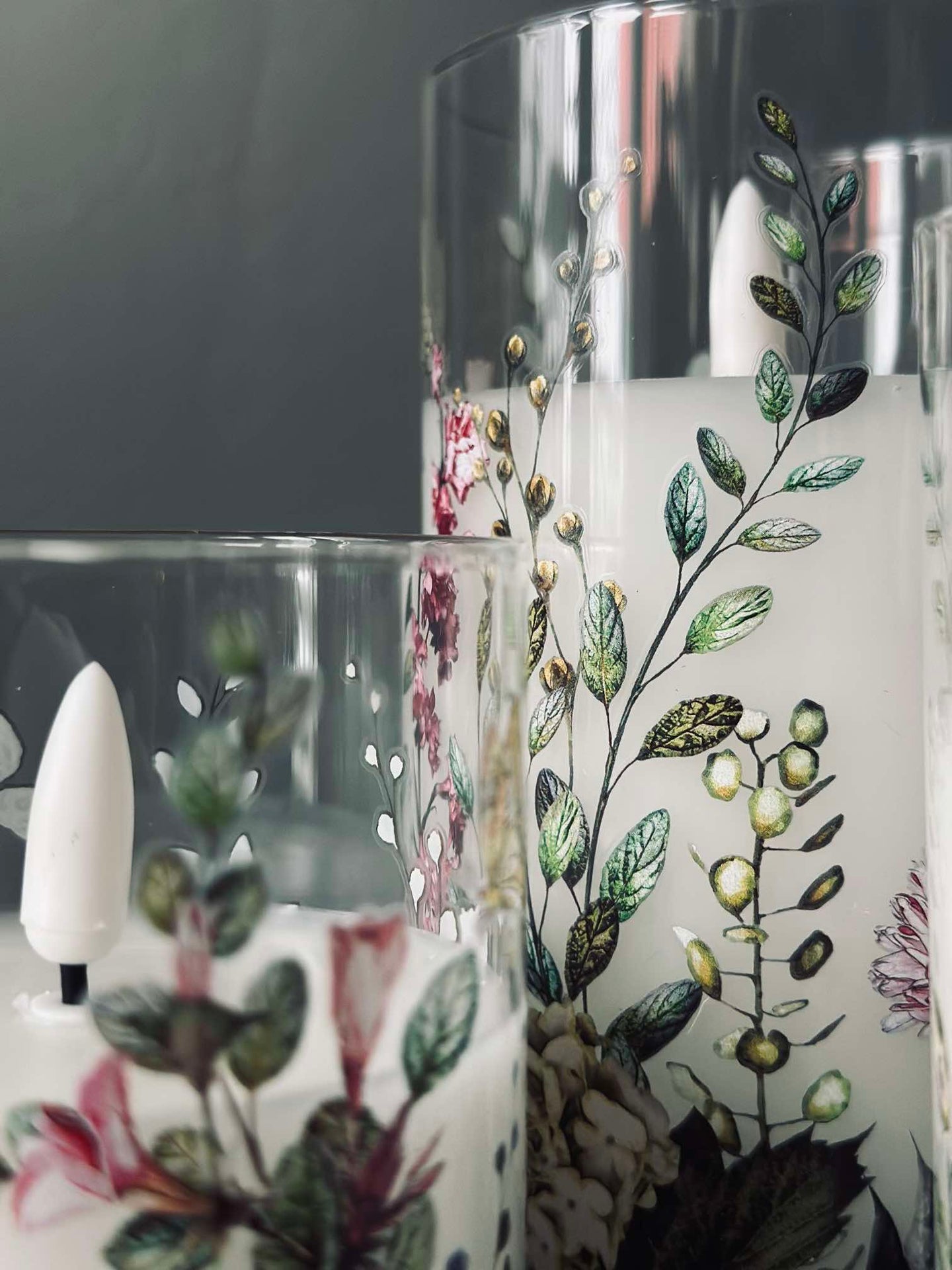 LED FLORA Cylinder – Set med 3 st och fjärrkontroll