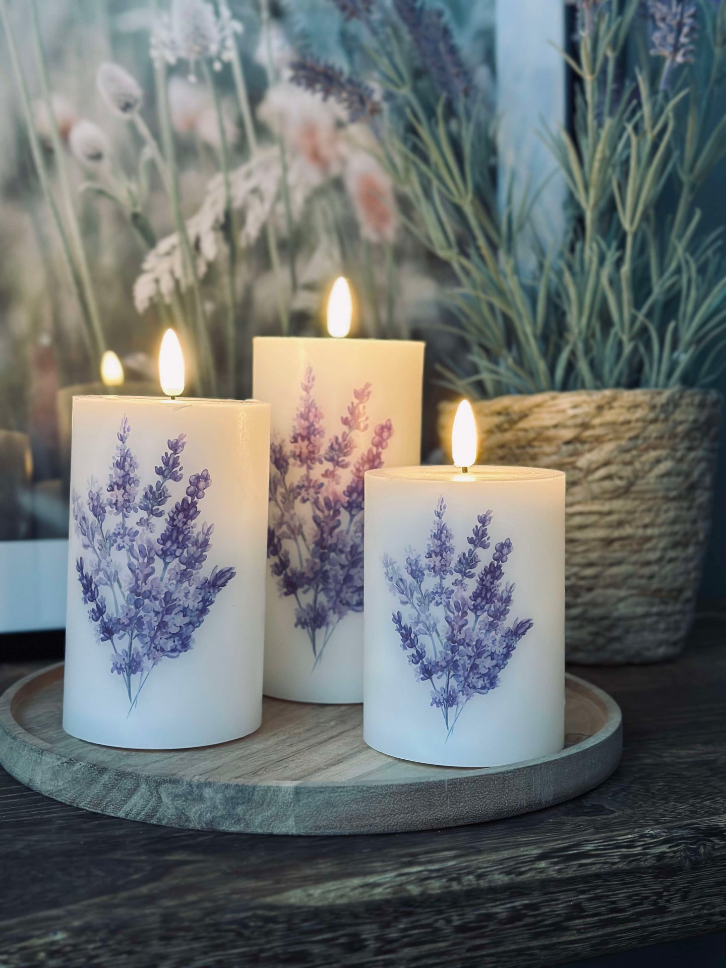 LED FLORA Lavendel – Set med 3 st och fjärrkontroll
