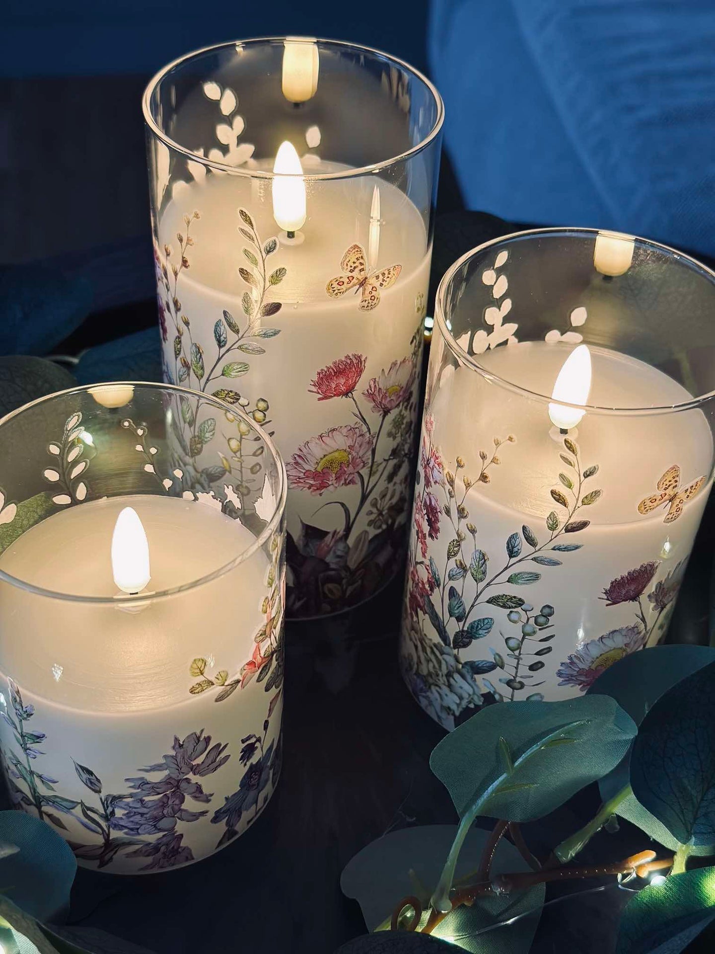 LED FLORA Cylinder – Set med 3 st och fjärrkontroll