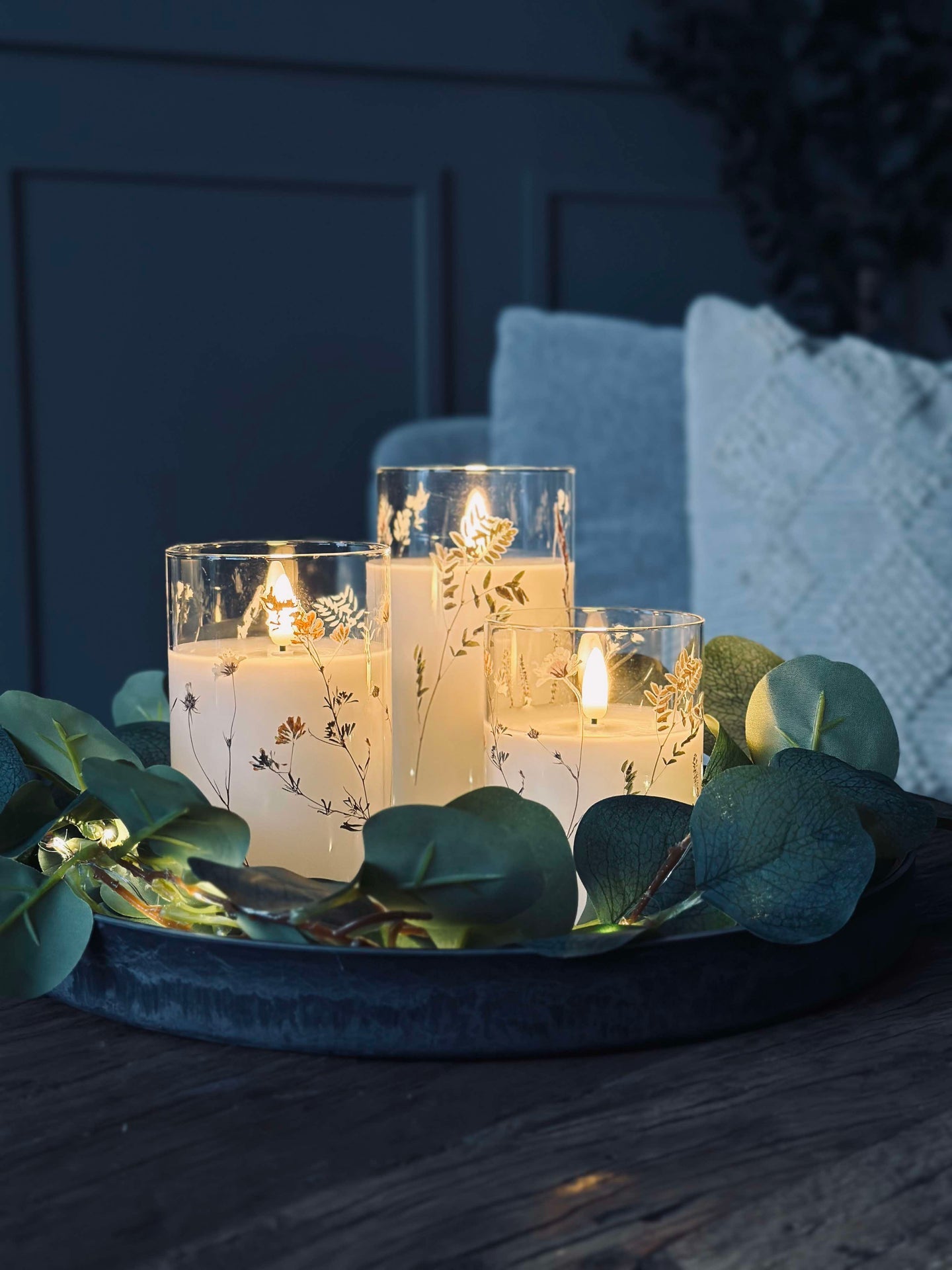 LED FLORA Cylinder – Set om 3 st och fjärrkontroll