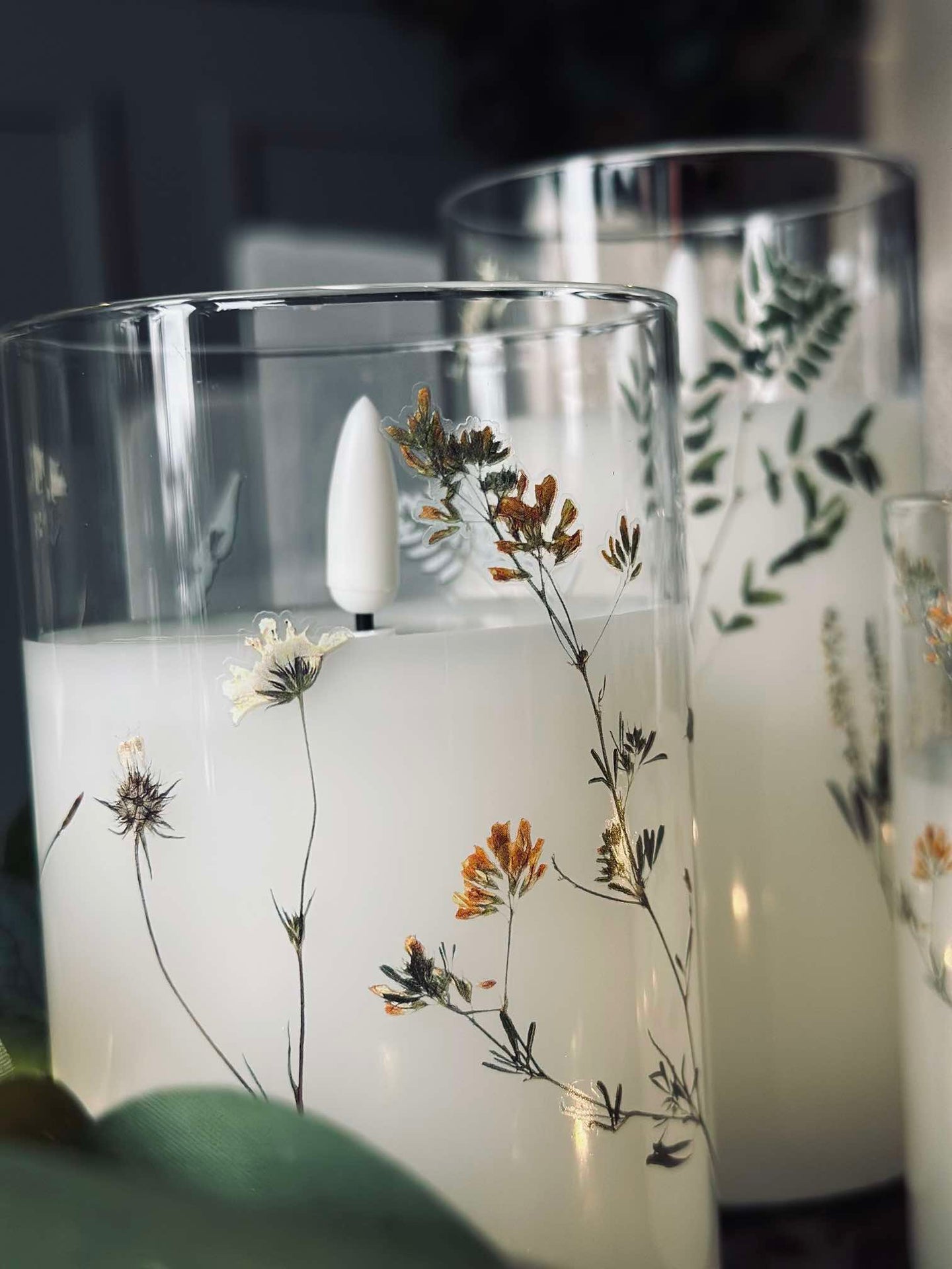 LED FLORA Cylinder – Set om 3 st och fjärrkontroll