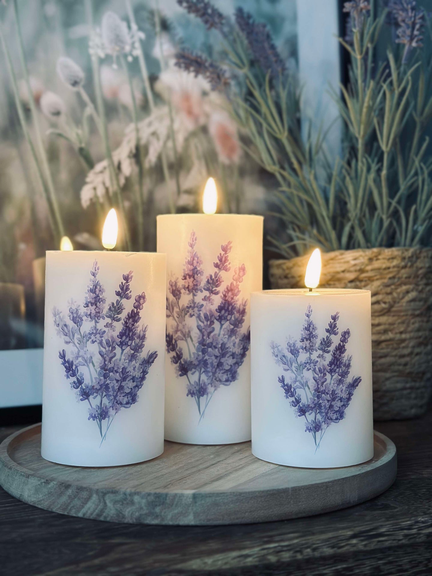 LED FLORA Lavendel – Set med 3 st. och fjärrkontroll