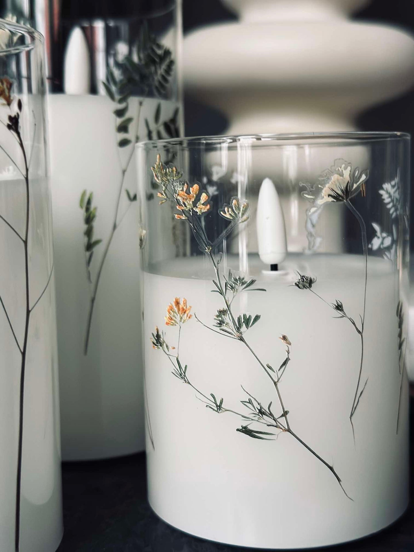 LED FLORA Cylinder – Set om 3 st och fjärrkontroll