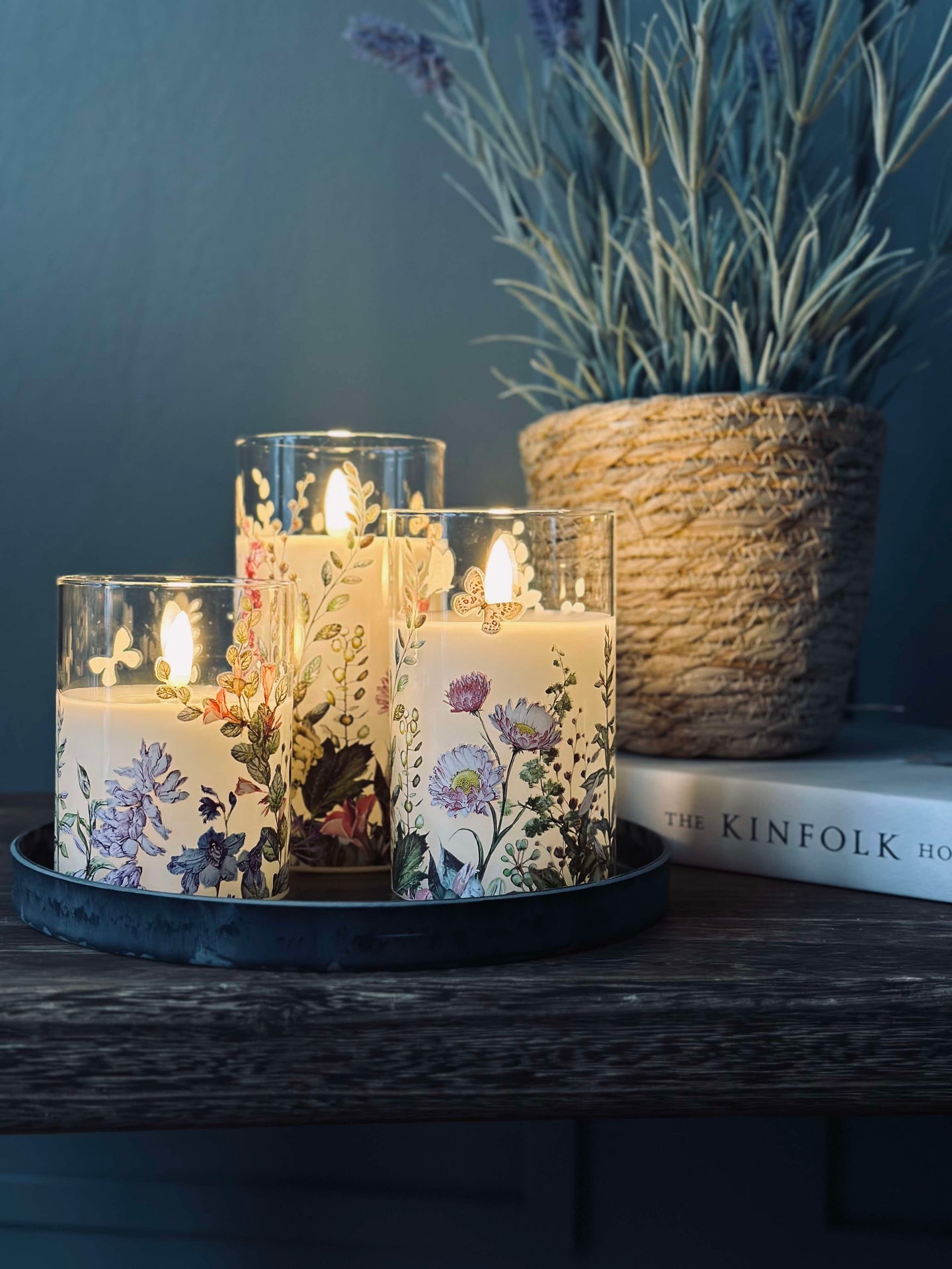LED FLORA Cylinder – Set med 3 st och fjärrkontroll