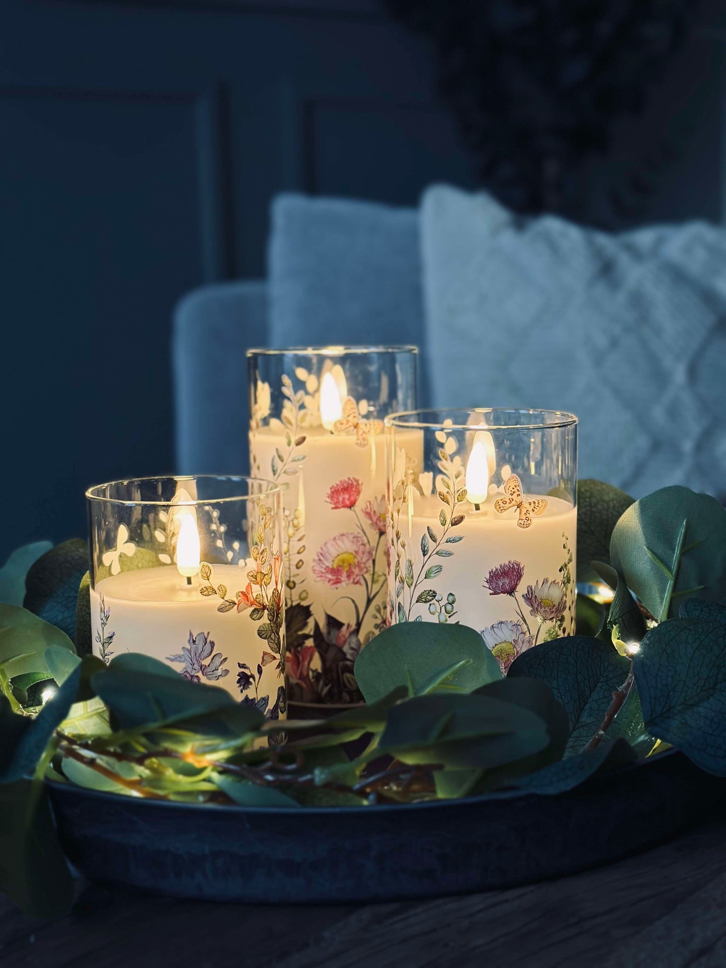 LED FLORA Cylinder – Set med 3 st och fjärrkontroll