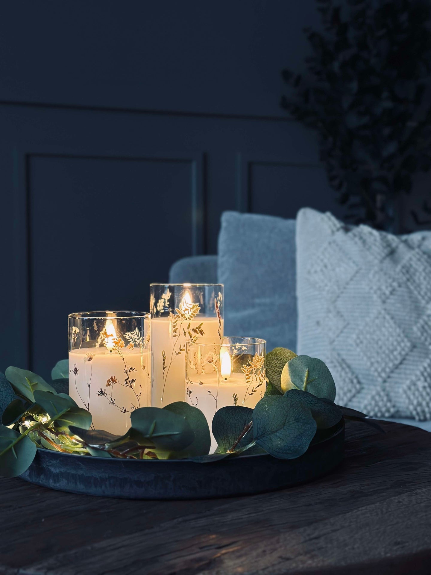 LED FLORA Cylinder – Set om 3 st och fjärrkontroll