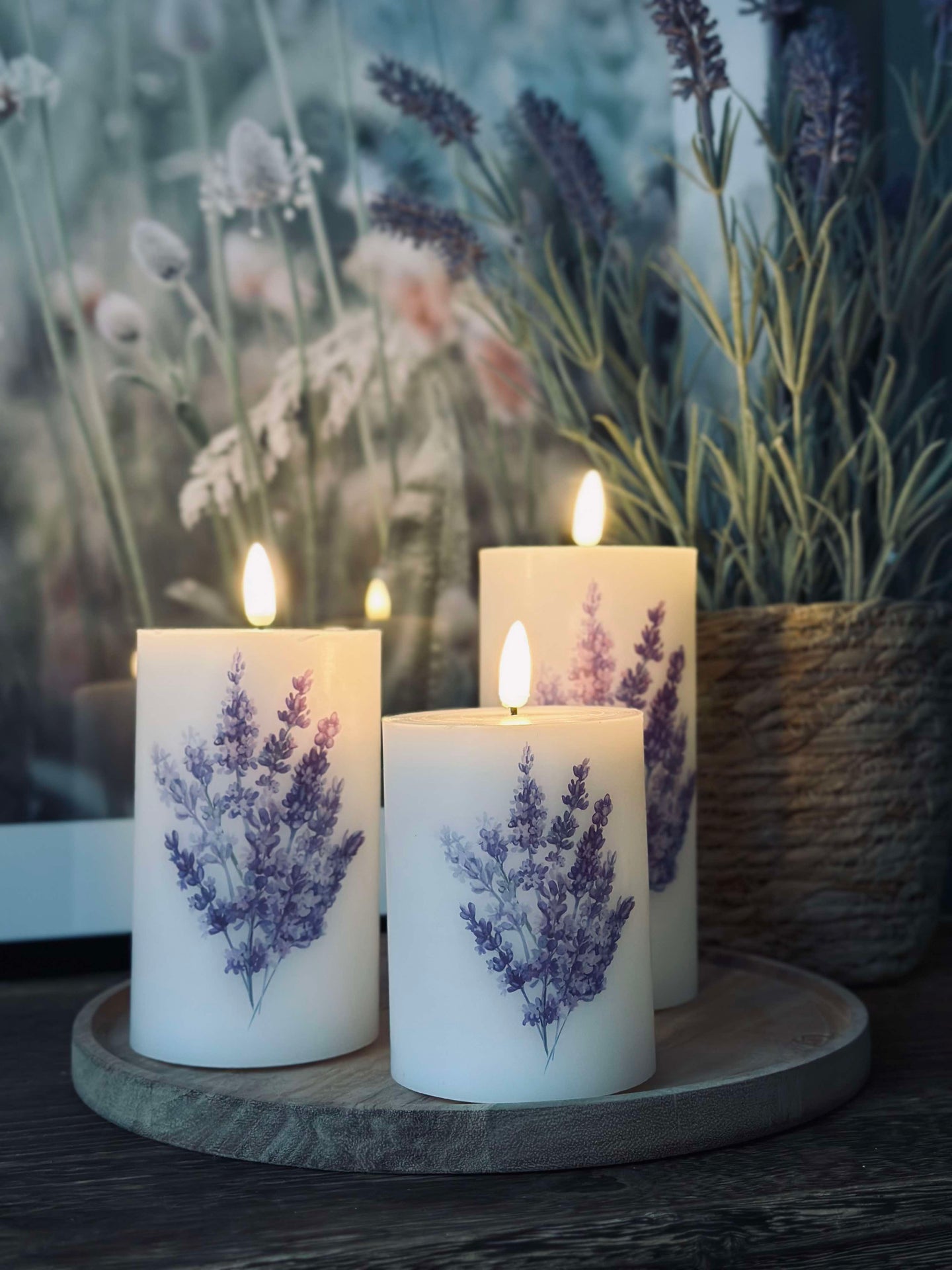LED FLORA Lavendel – Set med 3 st. och fjärrkontroll
