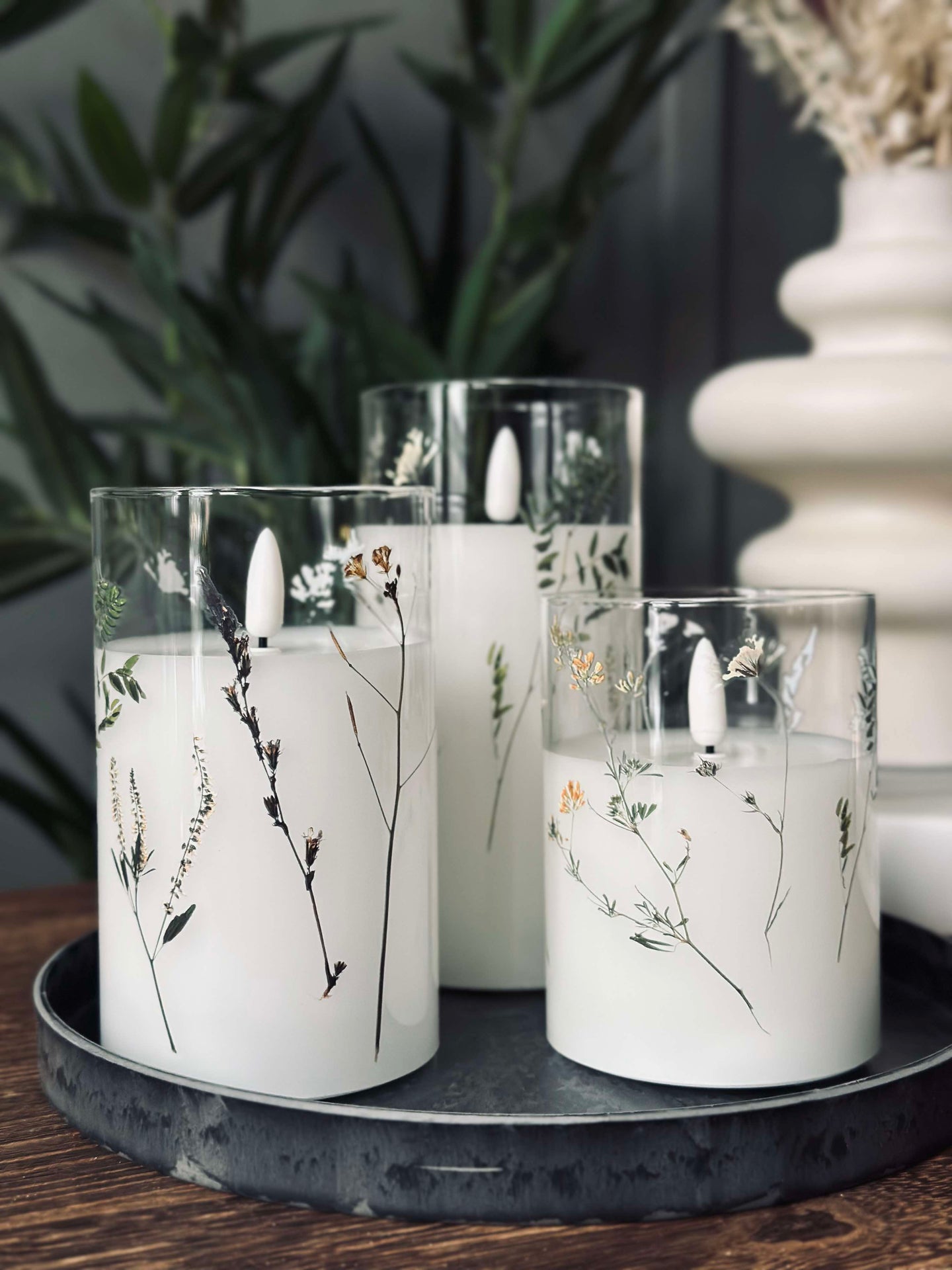 LED FLORA Cylinder – Set om 3 st och fjärrkontroll
