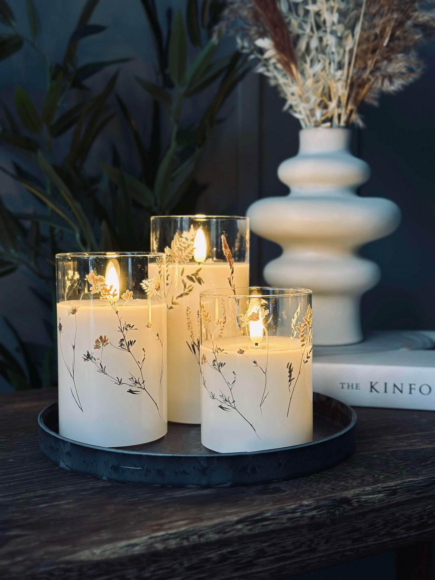 LED FLORA Cylinder – Set om 3 st och fjärrkontroll