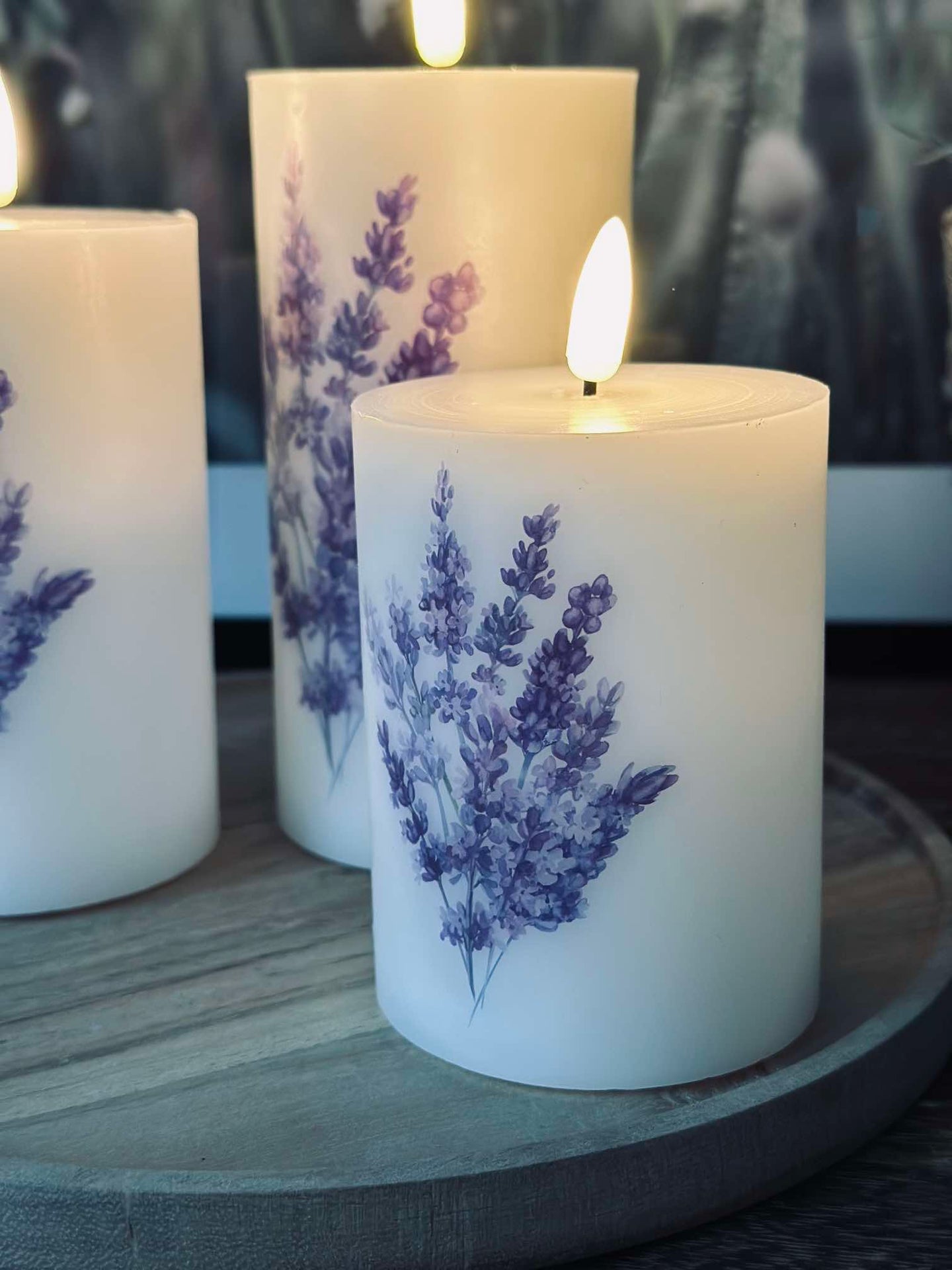 LED FLORA Lavendel – Set med 3 st och fjärrkontroll