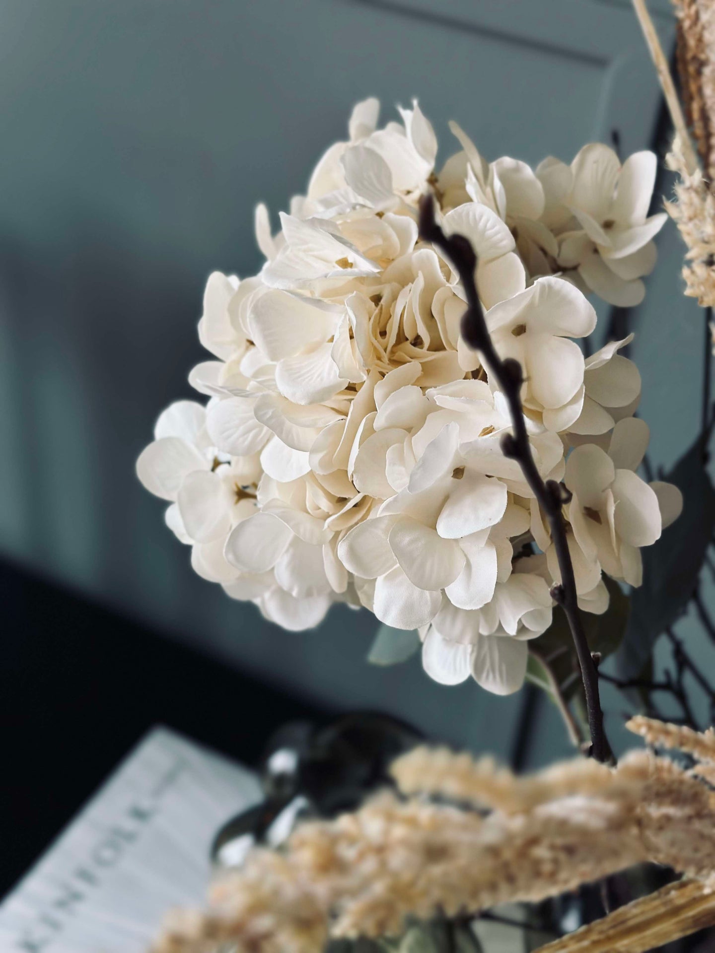 Blomma siden Hortensia Vit
