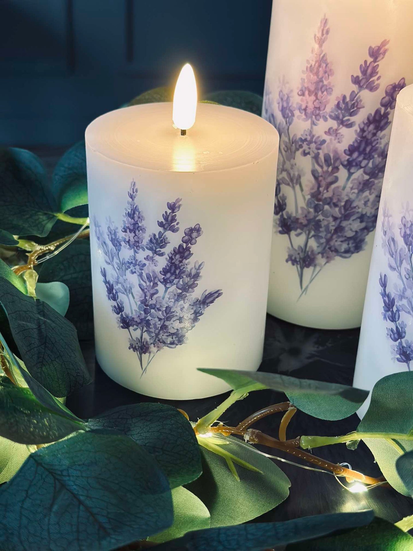 LED FLORA Lavendel – Set med 3 st och fjärrkontroll