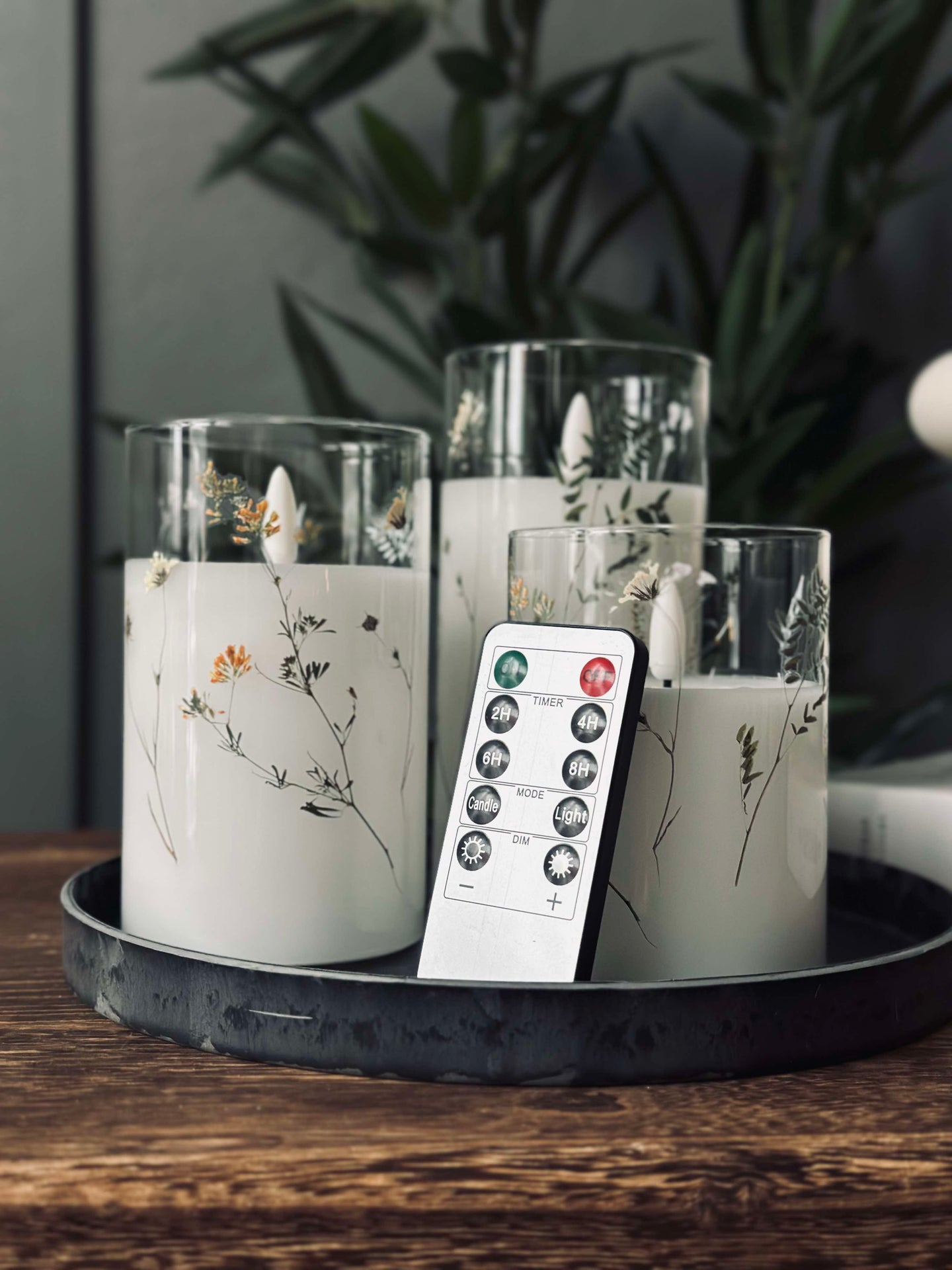 LED FLORA Cylinder – Set om 3 st och fjärrkontroll