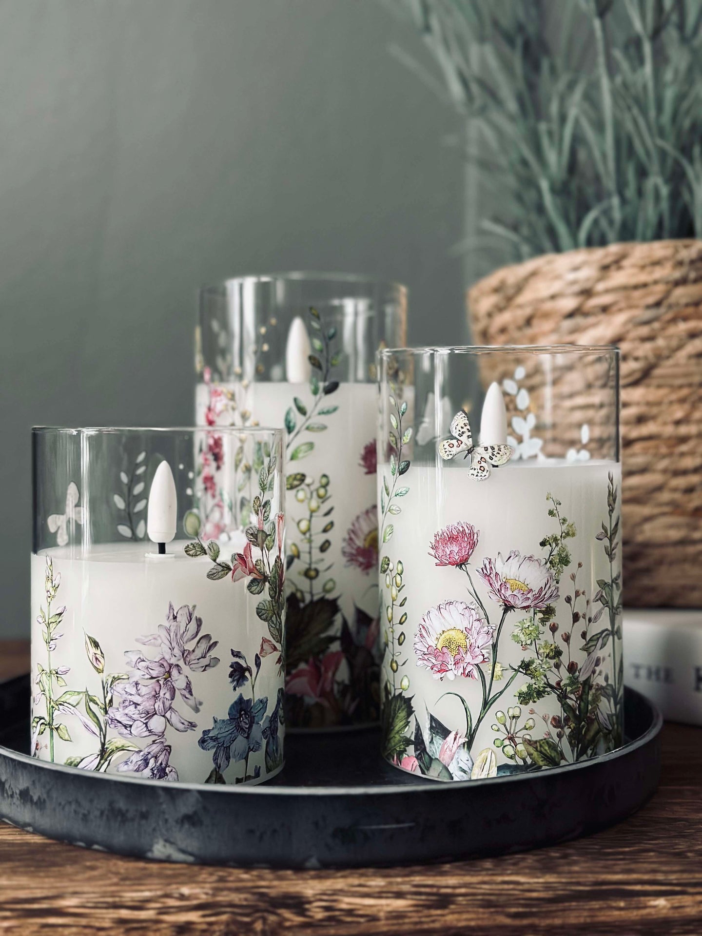 LED FLORA Cylinder – Set med 3 st och fjärrkontroll