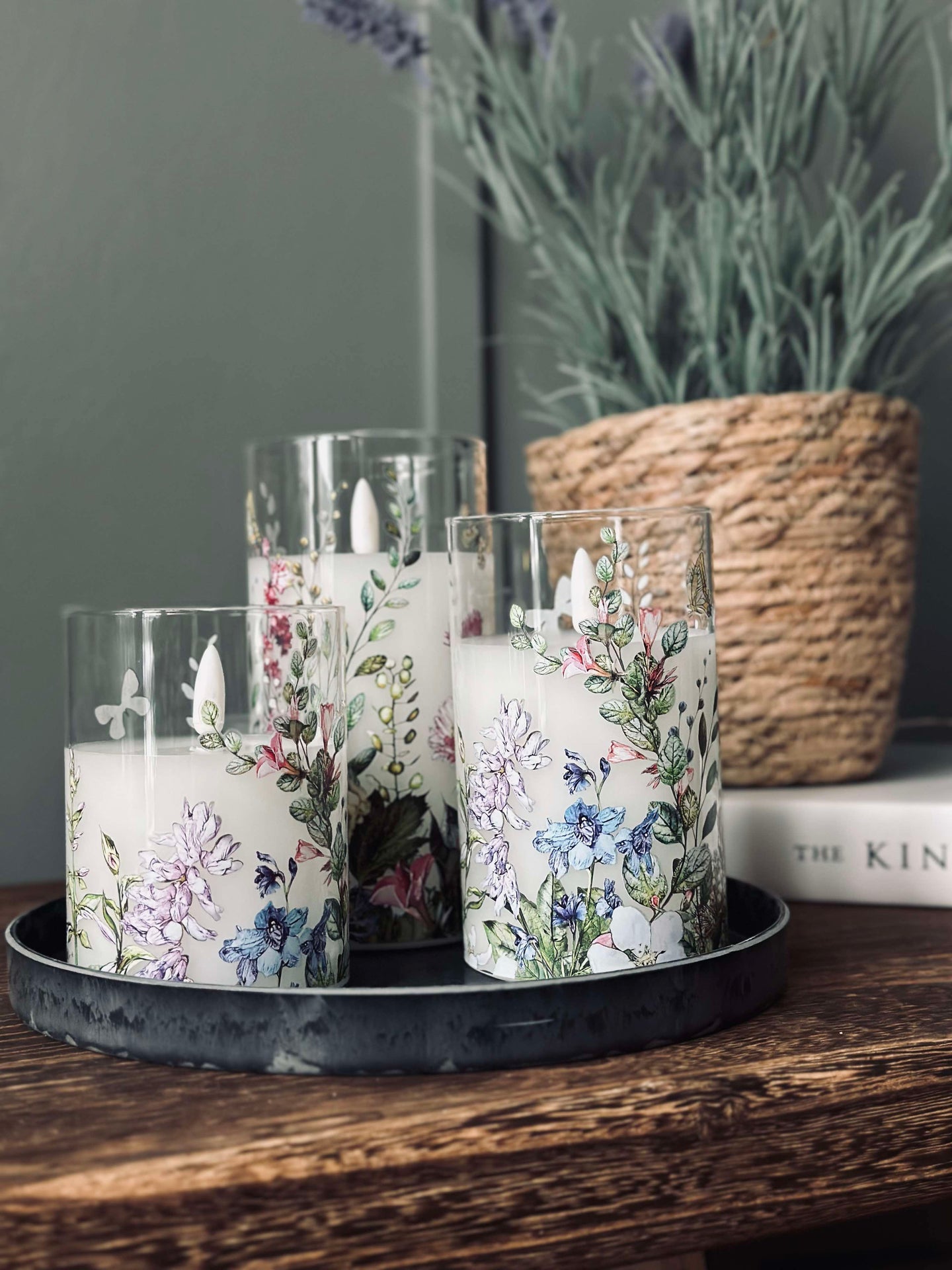 LED FLORA Cylinder – Set med 3 st och fjärrkontroll