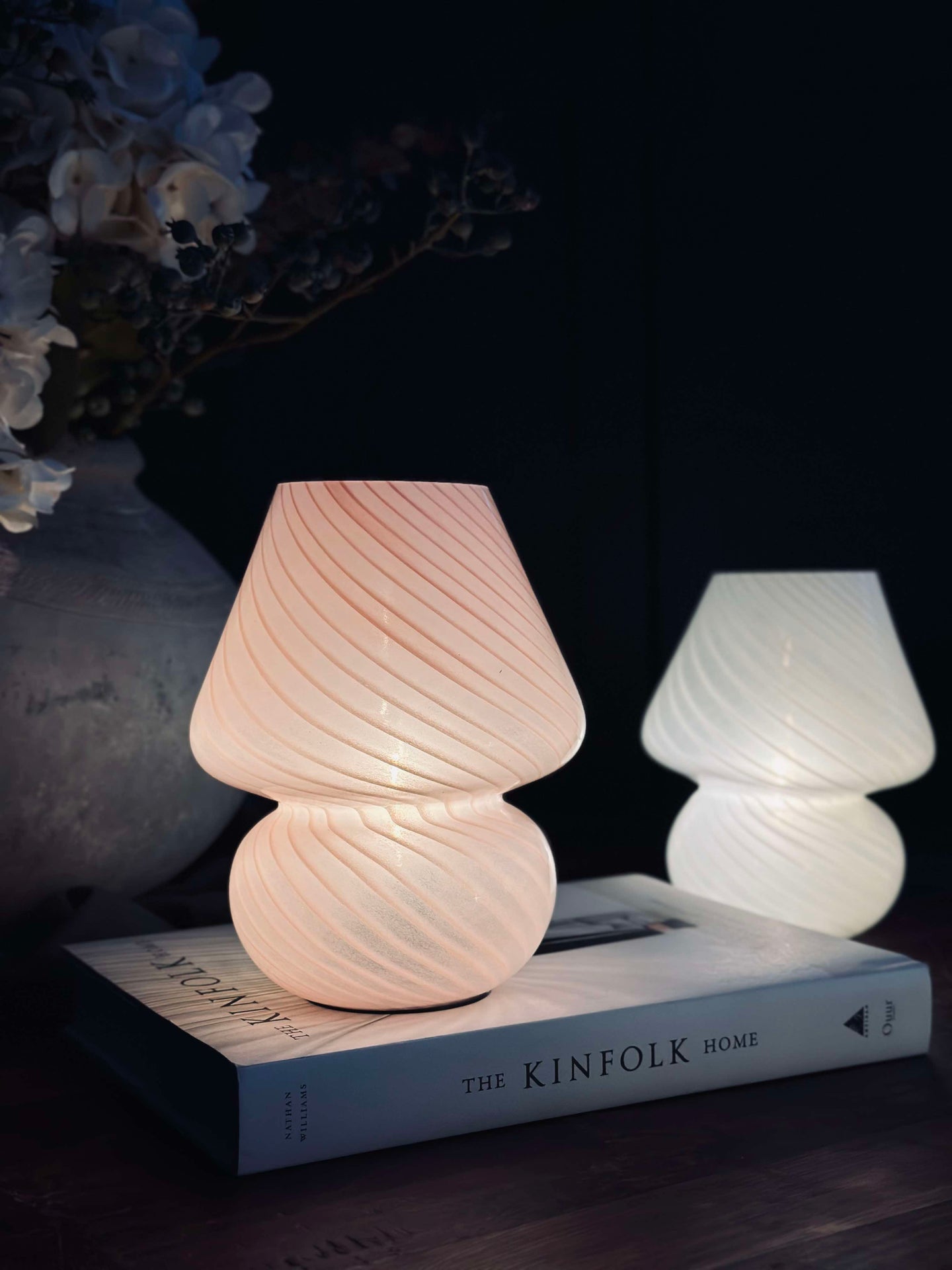 Liten Svamp - Rosa munblåst glas