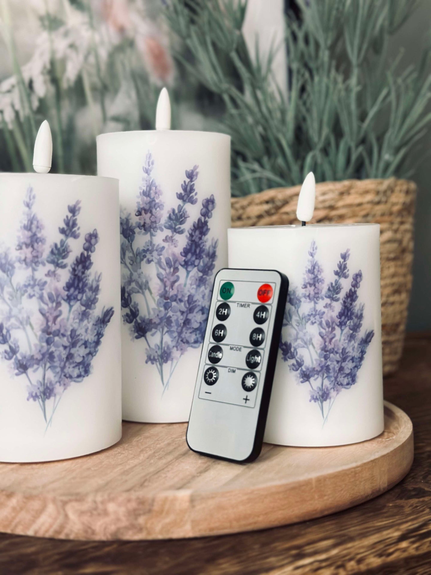 LED FLORA Lavendel – Set med 3 st och fjärrkontroll