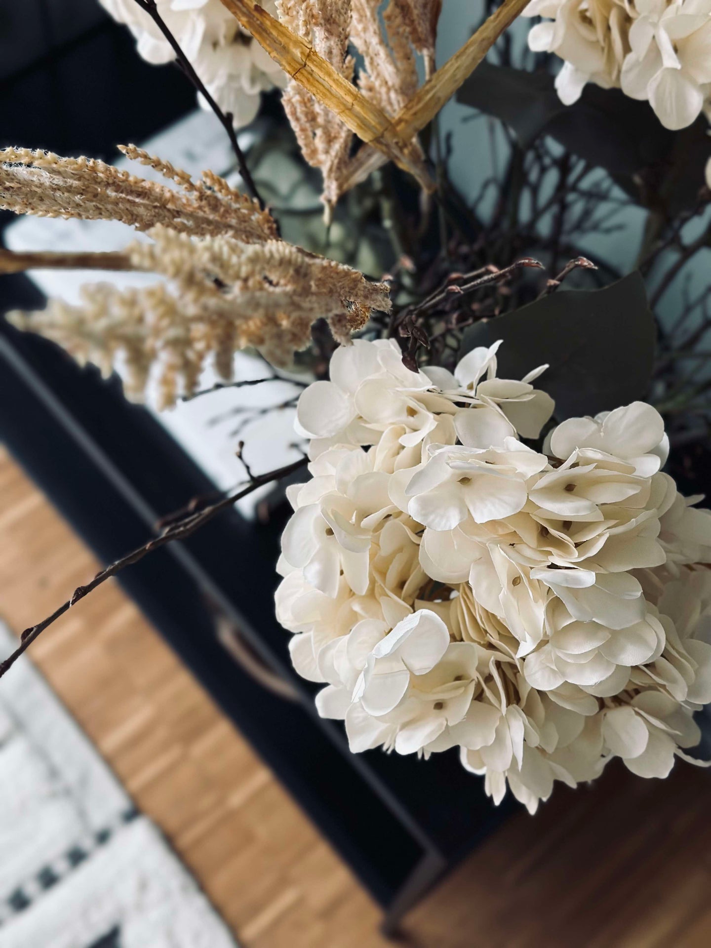 Blomma siden Hortensia Vit