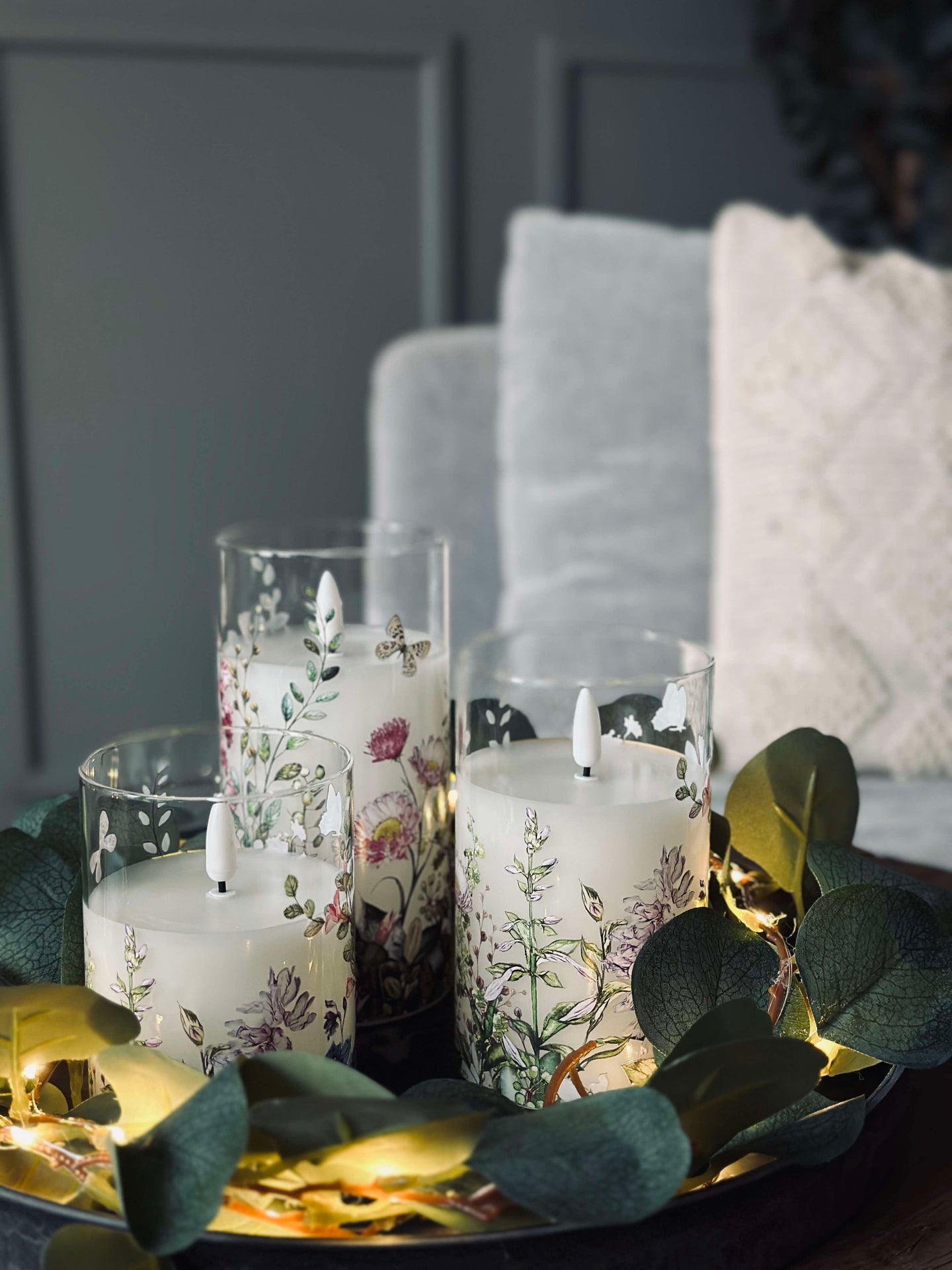 LED FLORA Cylinder – Set med 3 st och fjärrkontroll