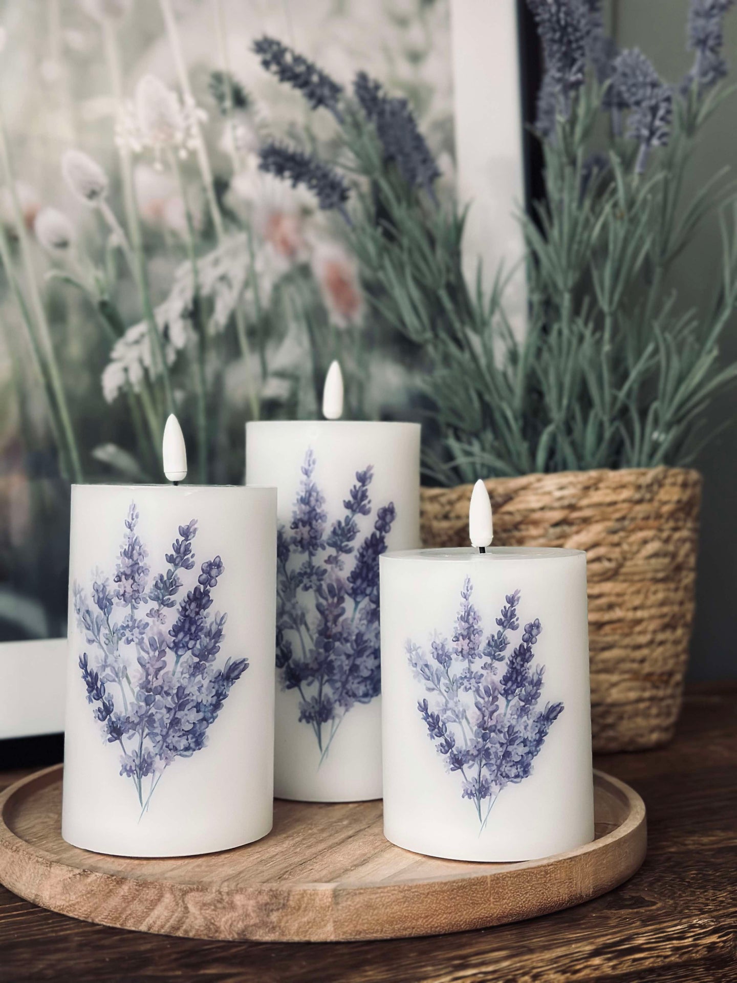LED FLORA Lavendel – Set med 3 st. och fjärrkontroll