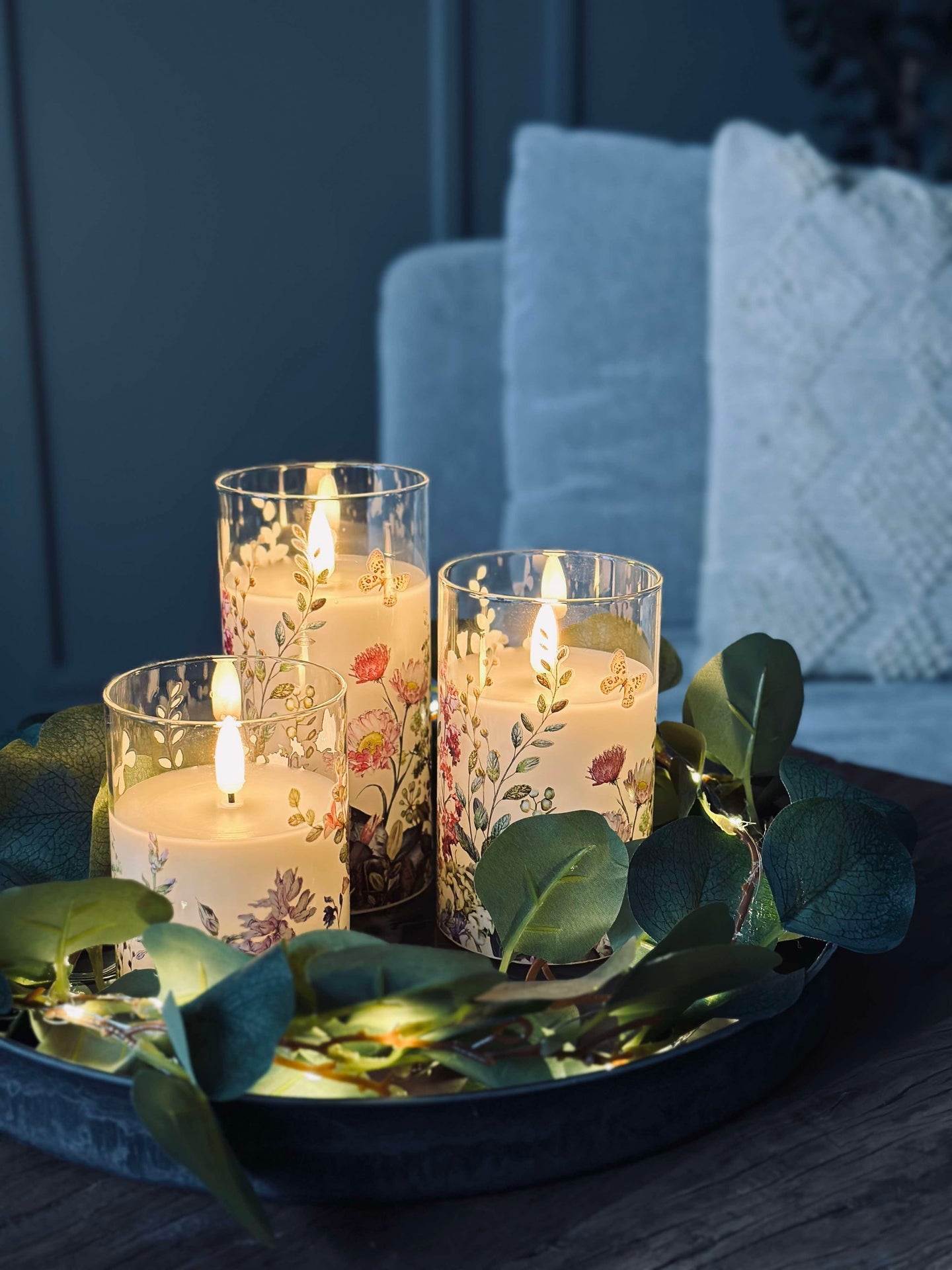 LED FLORA Cylinder – Set med 3 st och fjärrkontroll