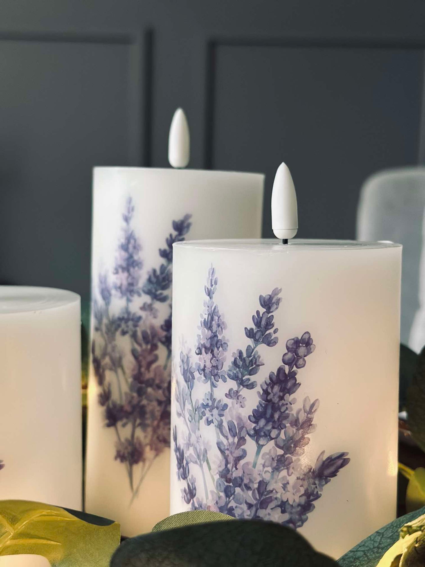 LED FLORA Lavendel – Set med 3 st och fjärrkontroll